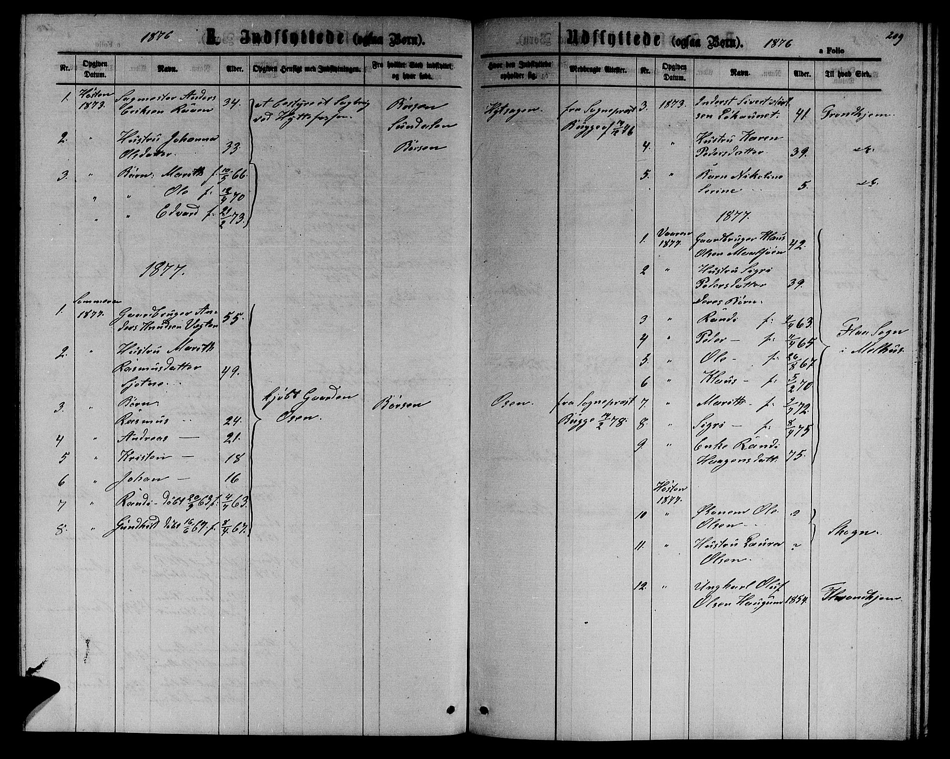 Ministerialprotokoller, klokkerbøker og fødselsregistre - Sør-Trøndelag, SAT/A-1456/618/L0451: Parish register (copy) no. 618C02, 1865-1883, p. 209
