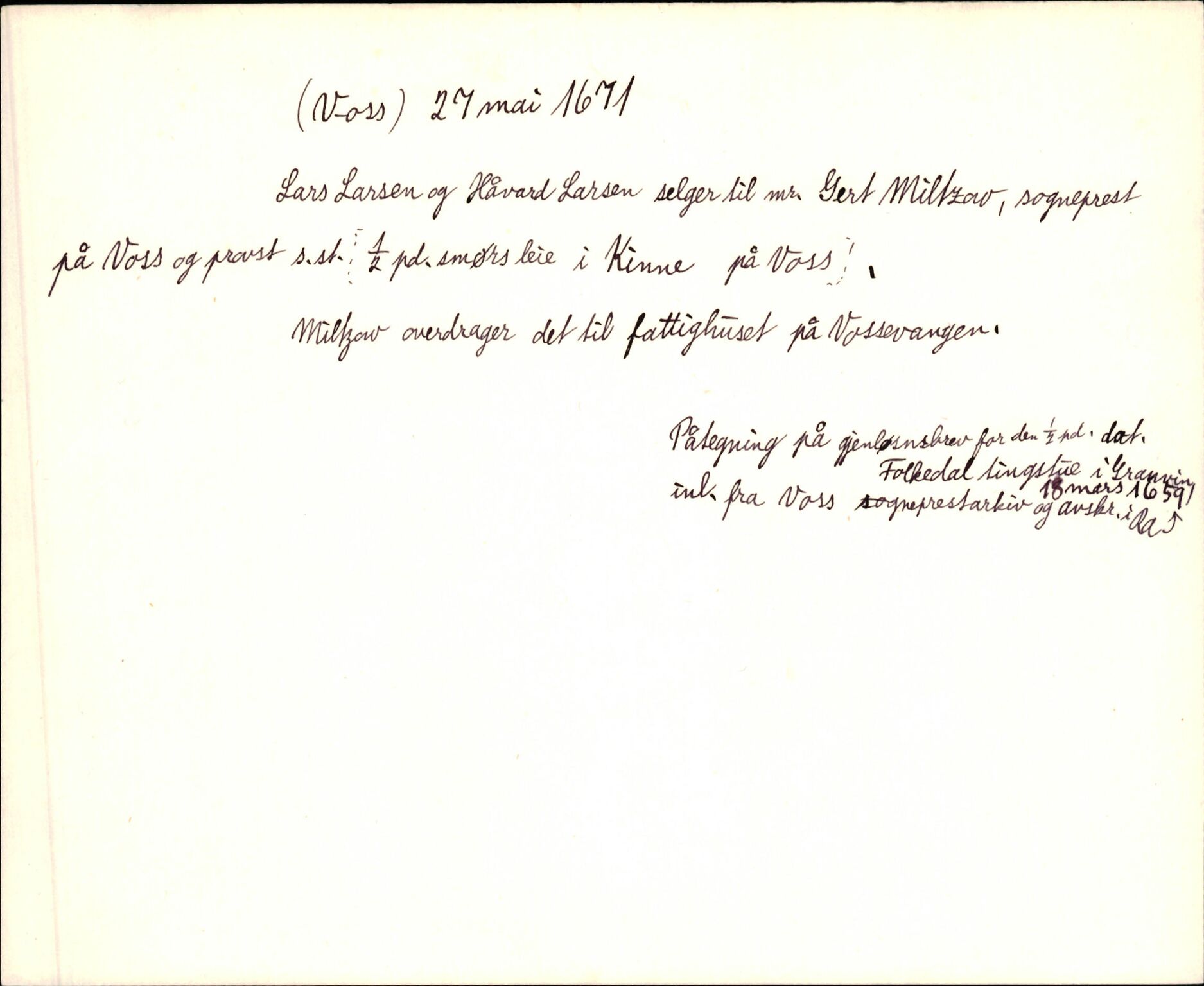 Riksarkivets diplomsamling, AV/RA-EA-5965/F35/F35d/L0005: Innlånte diplomer, seddelregister, 1661-1690, p. 247