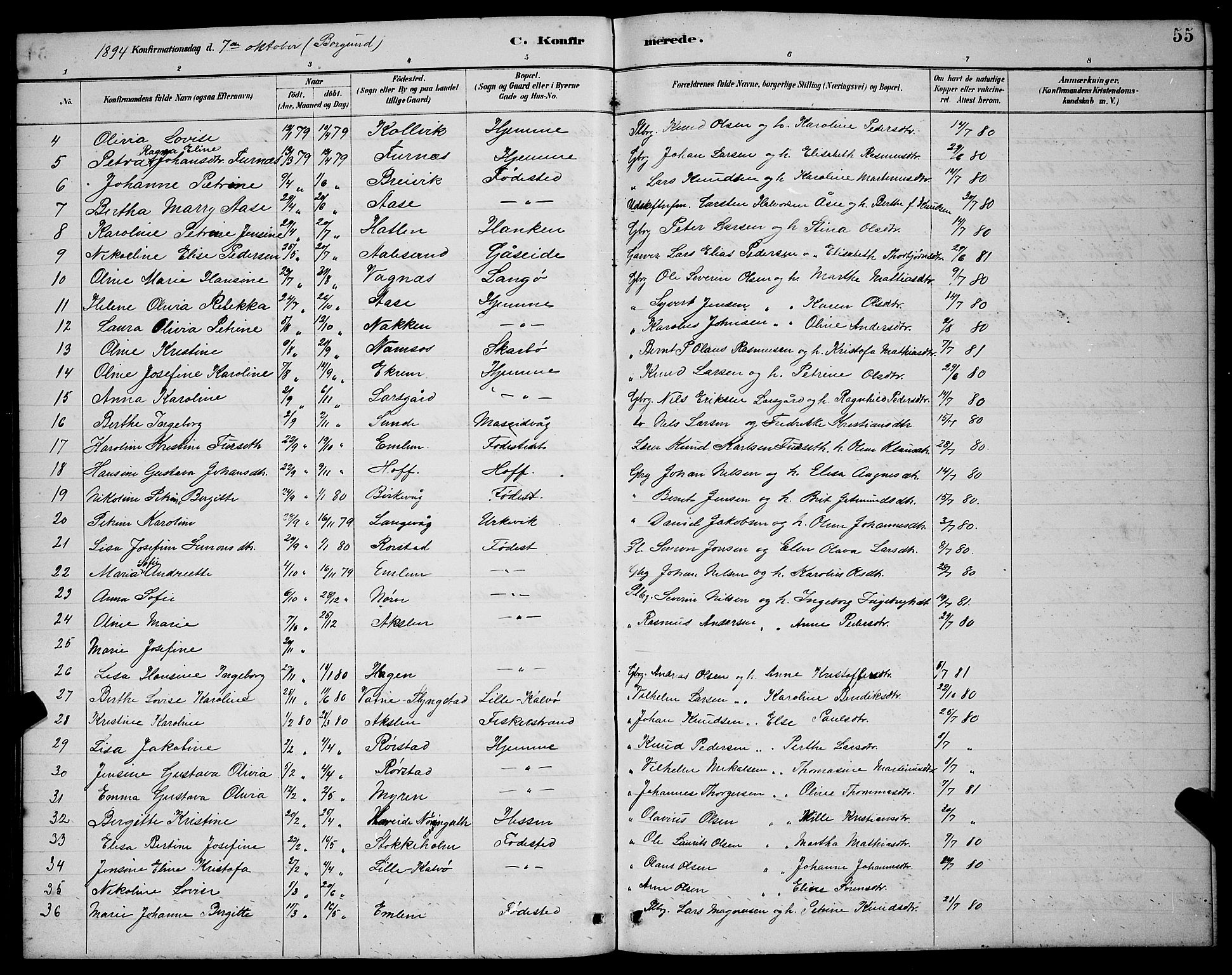 Ministerialprotokoller, klokkerbøker og fødselsregistre - Møre og Romsdal, AV/SAT-A-1454/528/L0430: Parish register (copy) no. 528C11, 1884-1899, p. 55