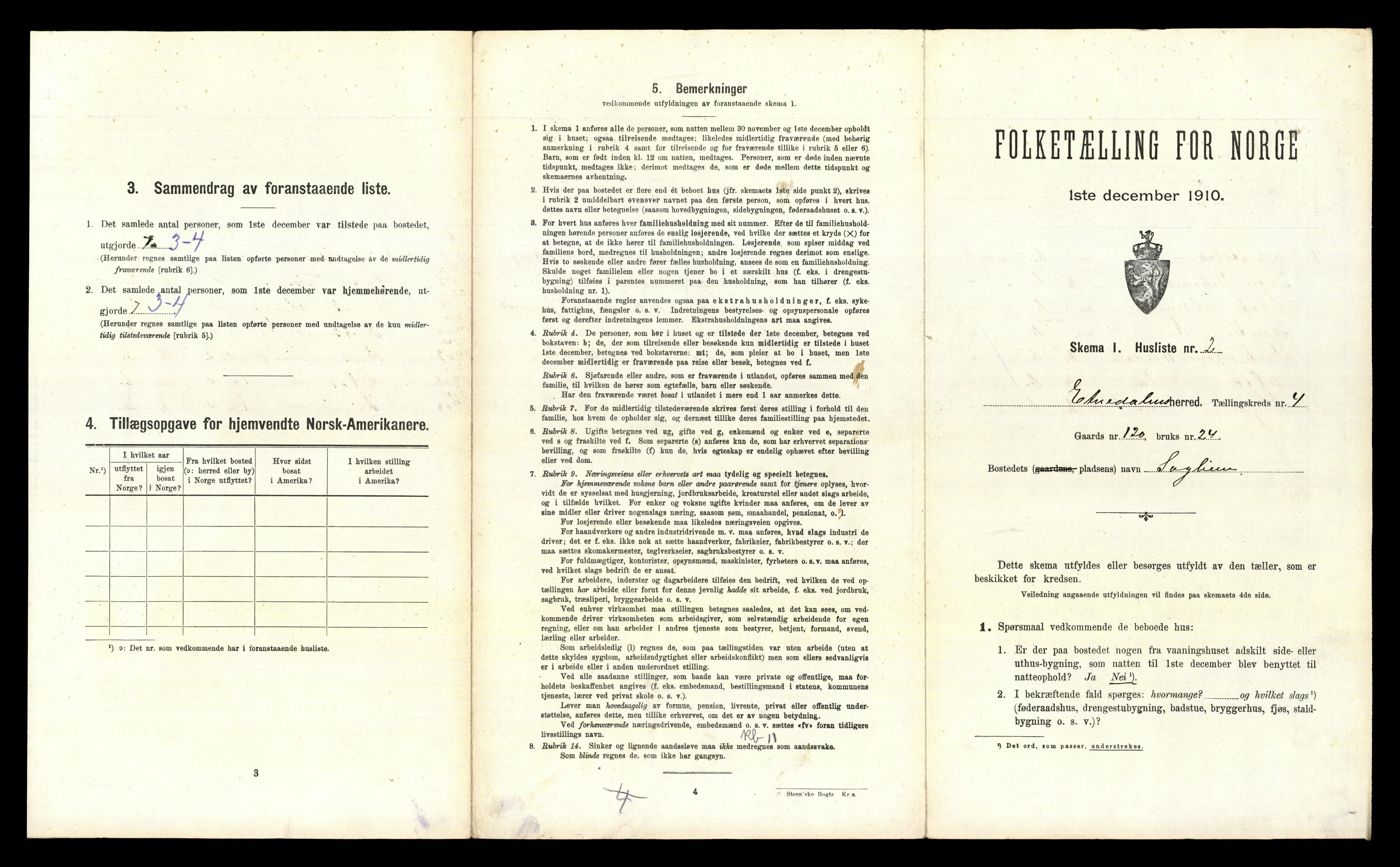 RA, 1910 census for Etnedal, 1910, p. 295