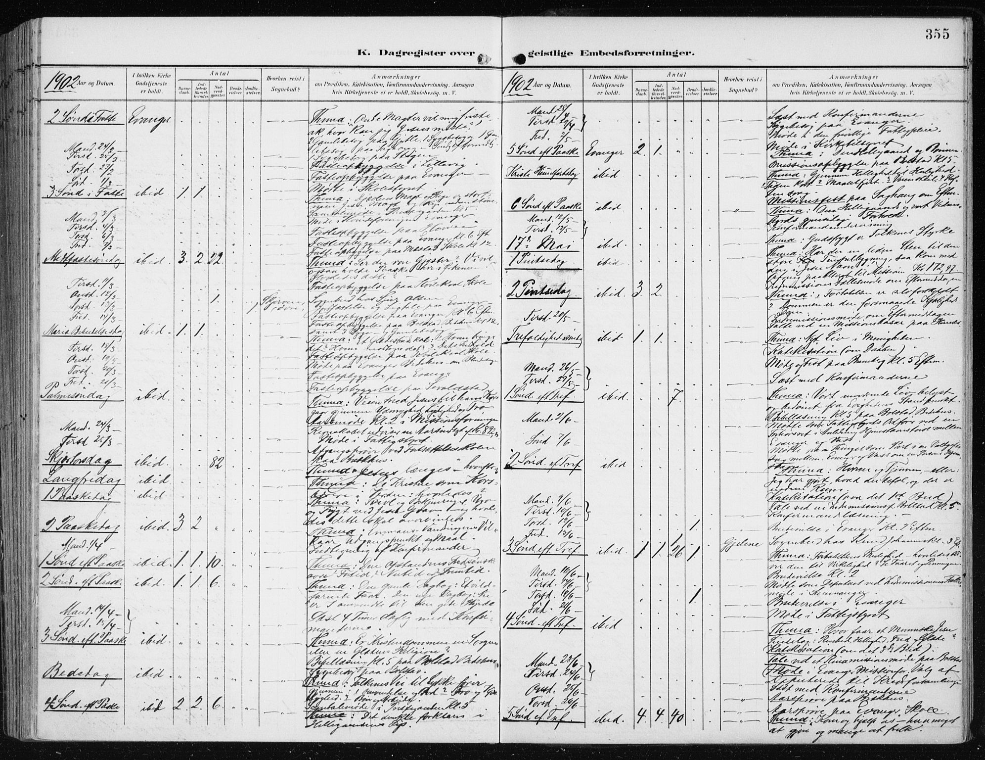 Evanger sokneprestembete, SAB/A-99924: Parish register (official) no. A  3, 1900-1930, p. 355