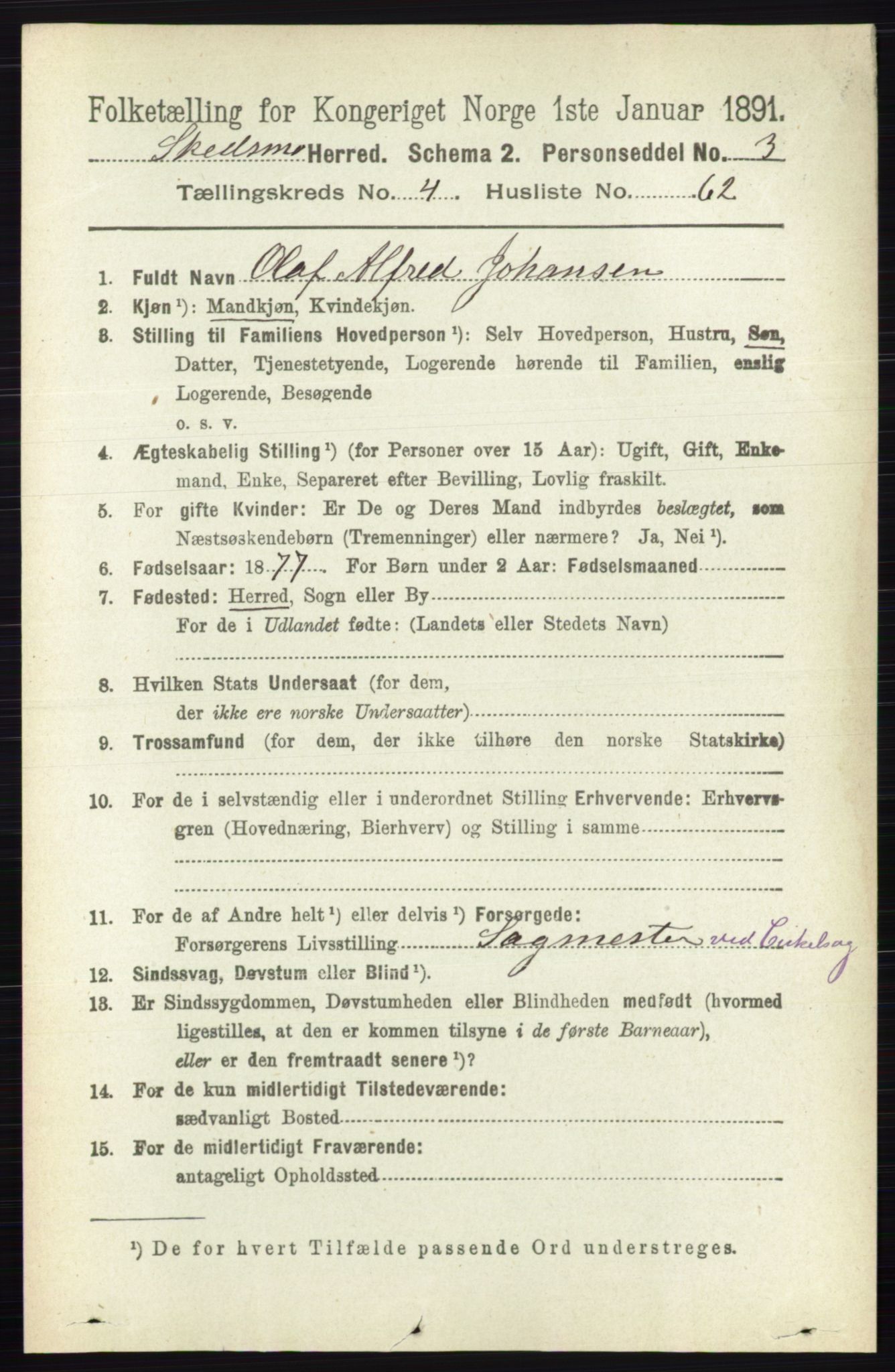 RA, 1891 census for 0231 Skedsmo, 1891, p. 2229