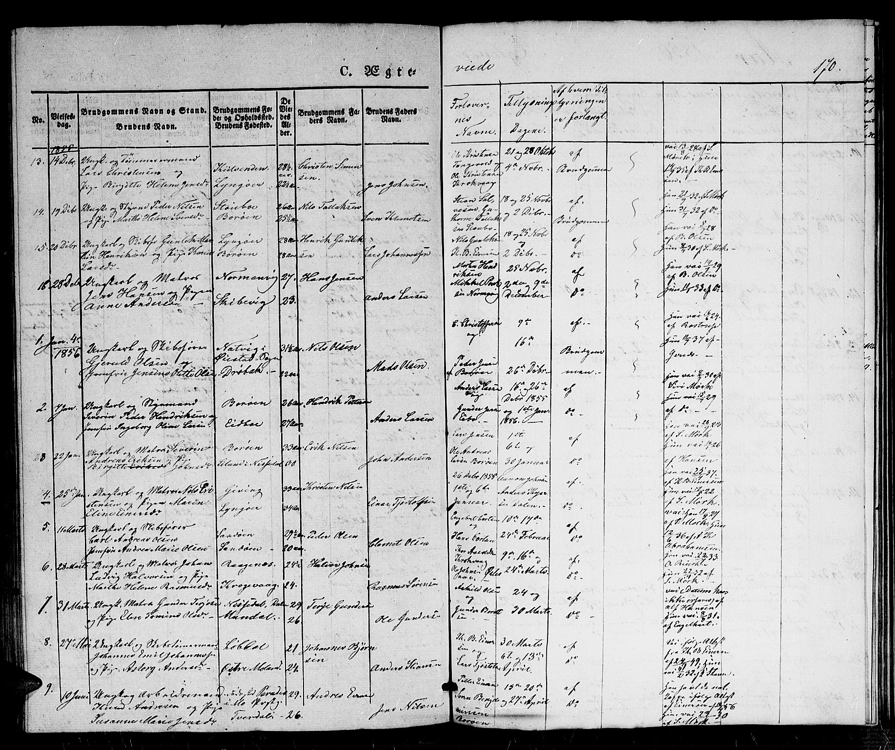 Dypvåg sokneprestkontor, AV/SAK-1111-0007/F/Fb/Fba/L0010: Parish register (copy) no. B 10, 1842-1857, p. 170