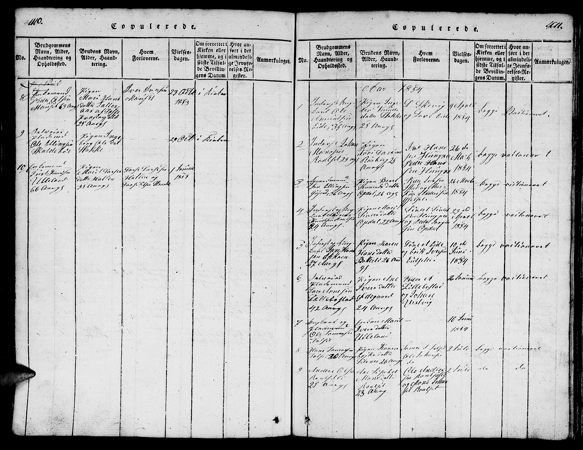 Ministerialprotokoller, klokkerbøker og fødselsregistre - Møre og Romsdal, SAT/A-1454/557/L0683: Parish register (copy) no. 557C01, 1818-1862, p. 410-411