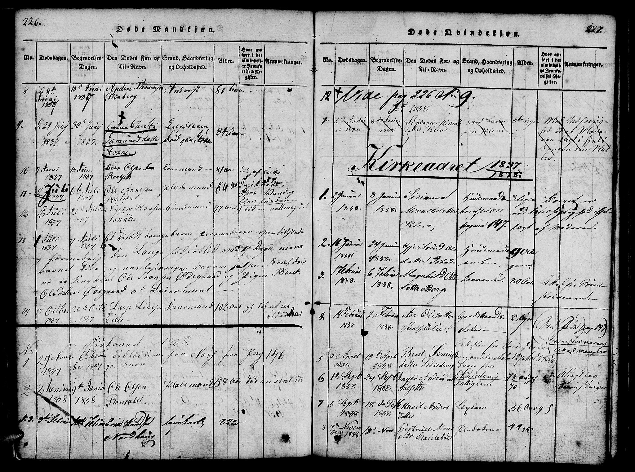 Ministerialprotokoller, klokkerbøker og fødselsregistre - Møre og Romsdal, SAT/A-1454/557/L0679: Parish register (official) no. 557A01, 1818-1843, p. 226-227
