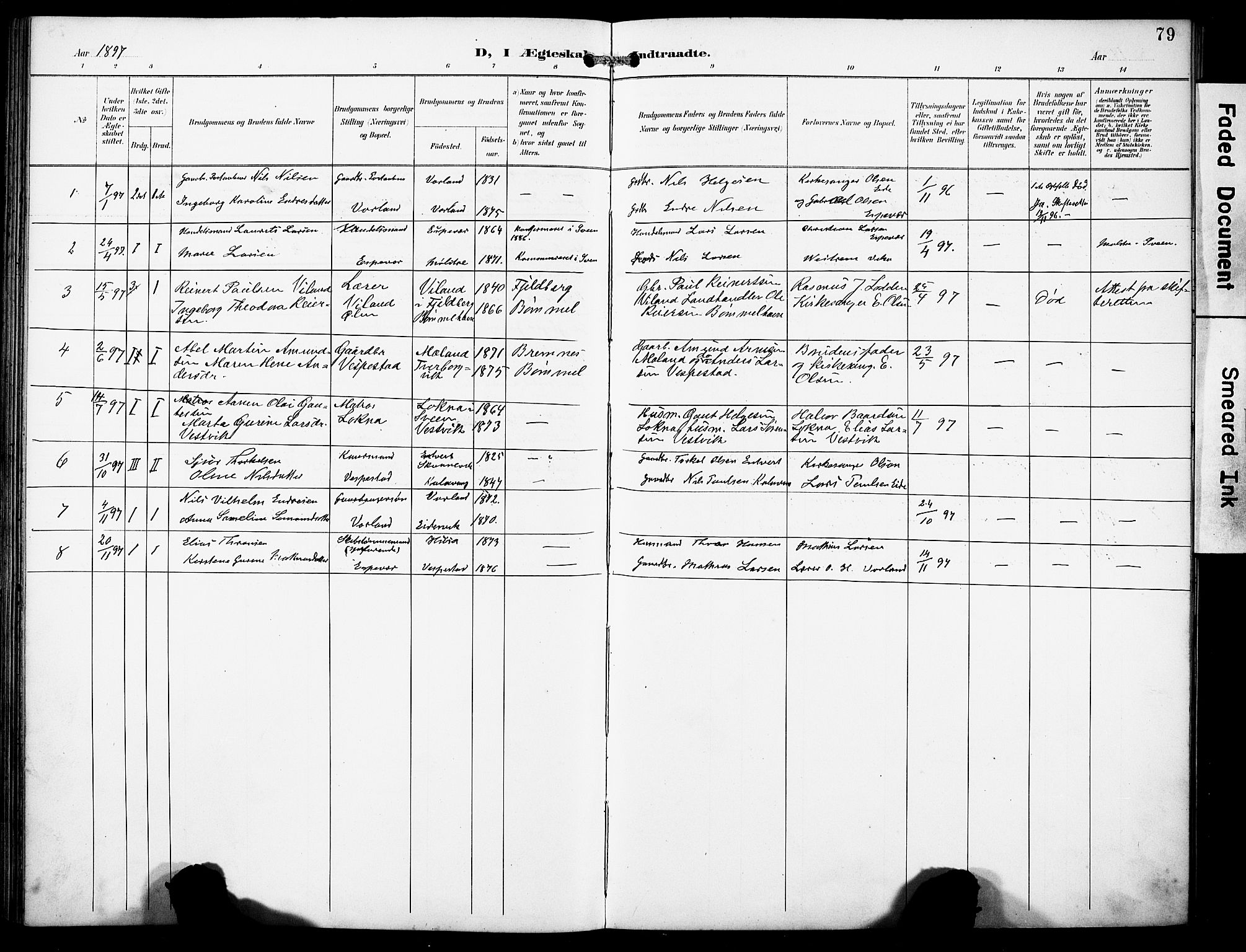 Finnås sokneprestembete, AV/SAB-A-99925/H/Ha/Haa/Haad/L0002: Parish register (official) no. D 2, 1895-1906, p. 79