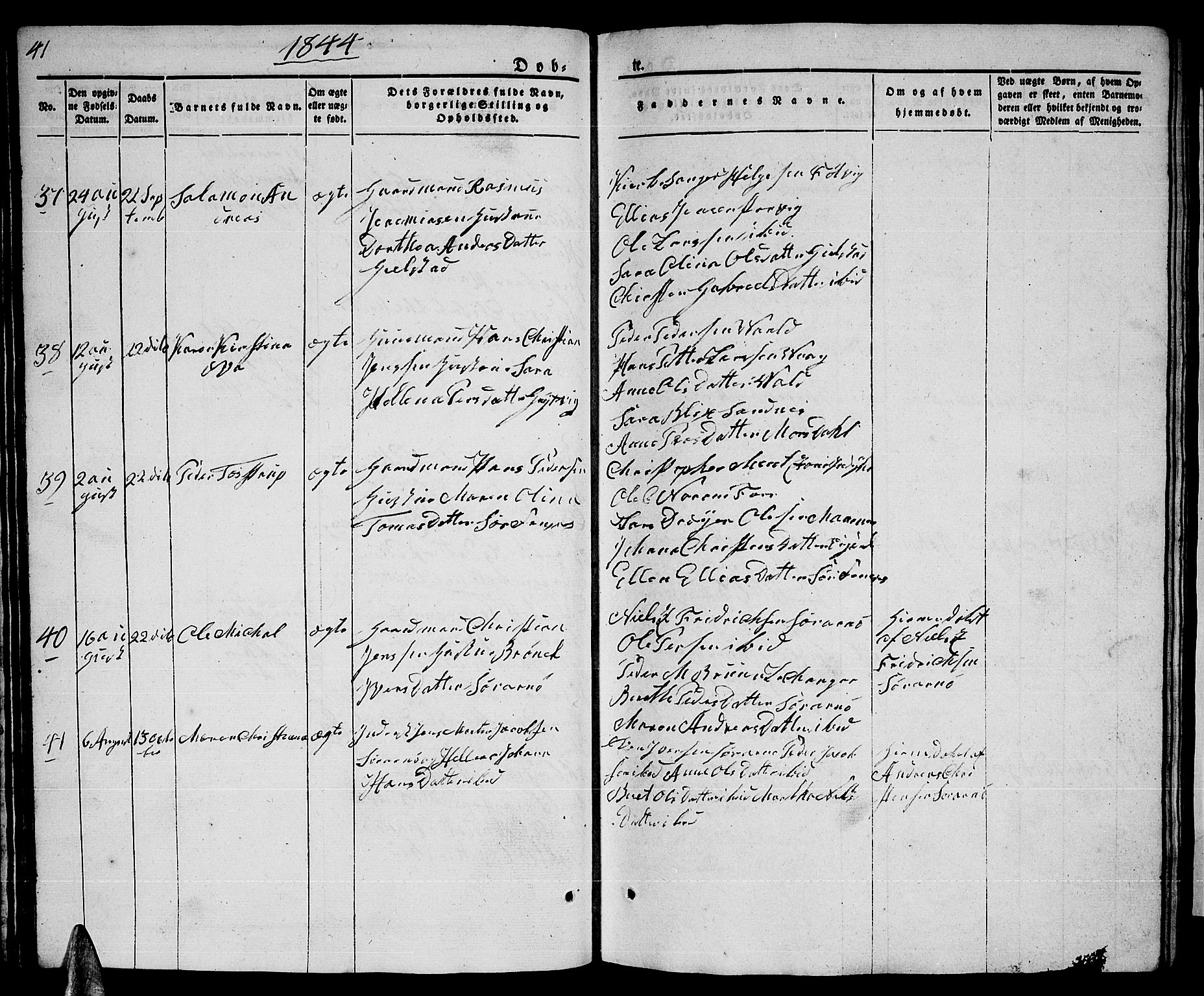 Ministerialprotokoller, klokkerbøker og fødselsregistre - Nordland, AV/SAT-A-1459/805/L0106: Parish register (copy) no. 805C02, 1841-1861, p. 41