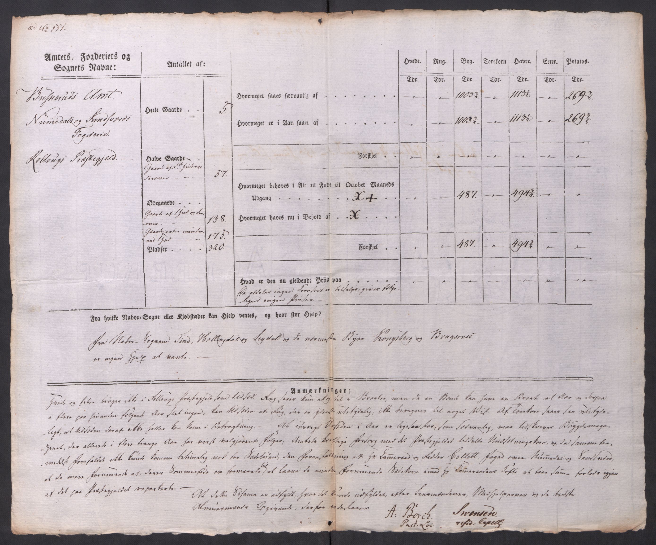 Regjeringskommisjonen 1807-1810, 1. kontor/byrå, AV/RA-EA-2871/Dd/L0014: Kornavl: De utfyldte skjemaer fra sognekommisjonene i Kristiania og Kristiansand stift, 1809, p. 232