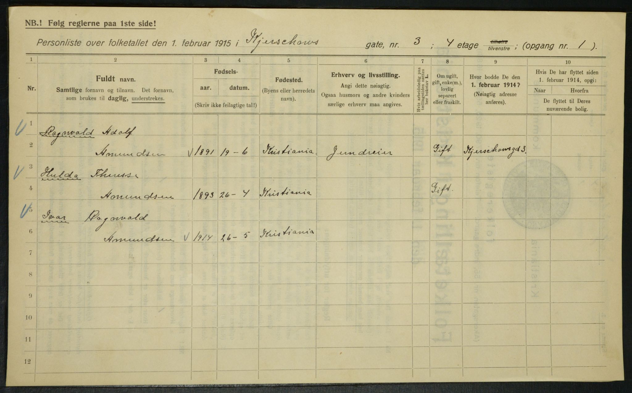 OBA, Municipal Census 1915 for Kristiania, 1915, p. 48944