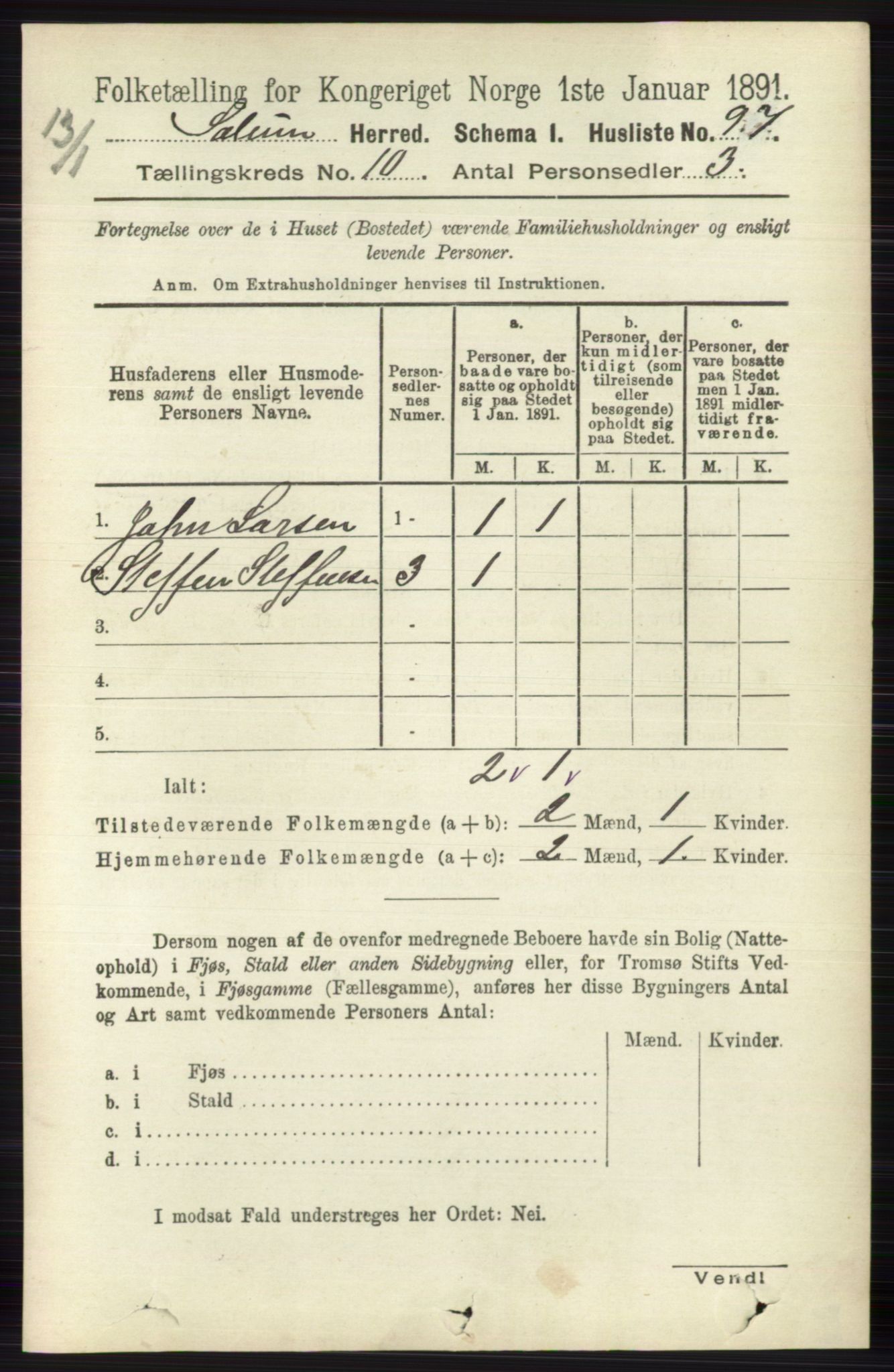 RA, 1891 census for 0818 Solum, 1891, p. 4687