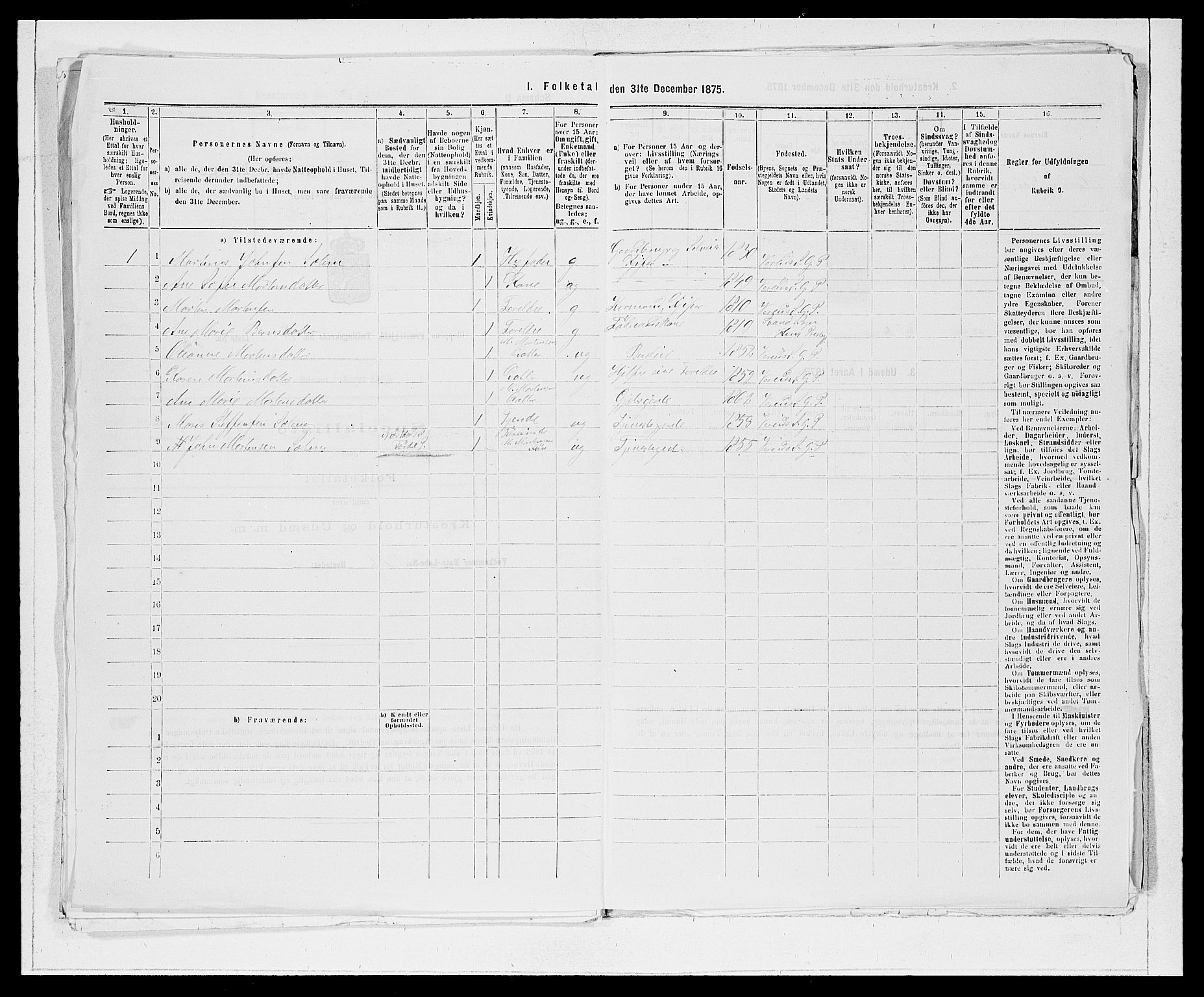 SAB, 1875 Census for 1445P Gloppen, 1875, p. 934