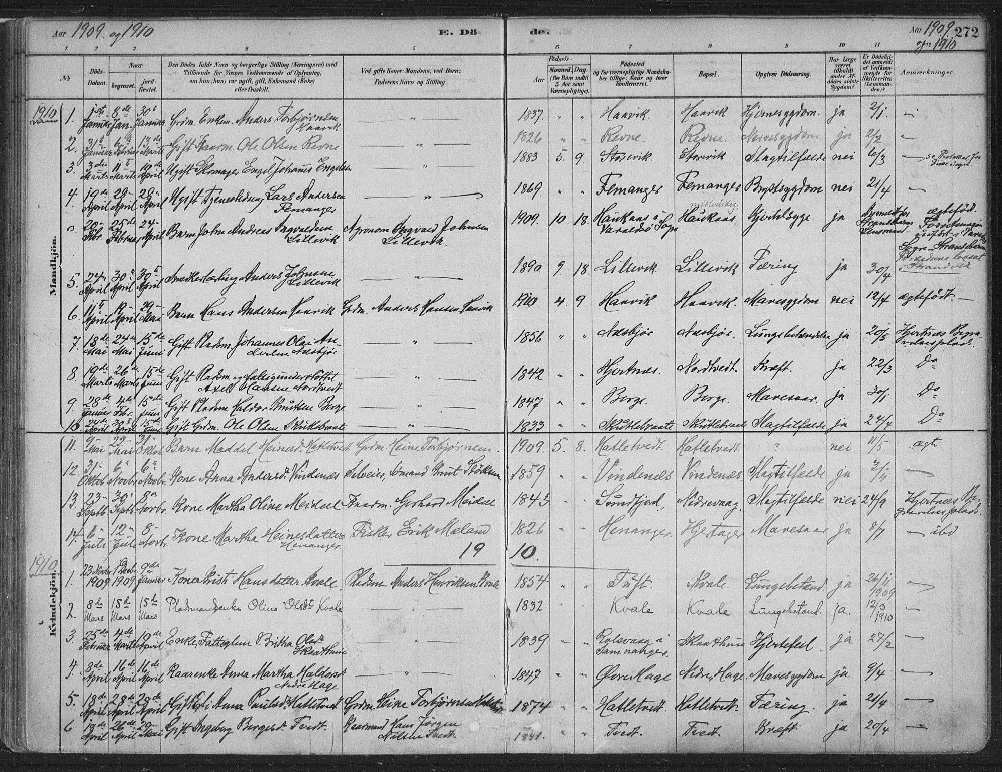 Fusa sokneprestembete, SAB/A-75401/H/Haa: Parish register (official) no. D 1, 1880-1938, p. 272
