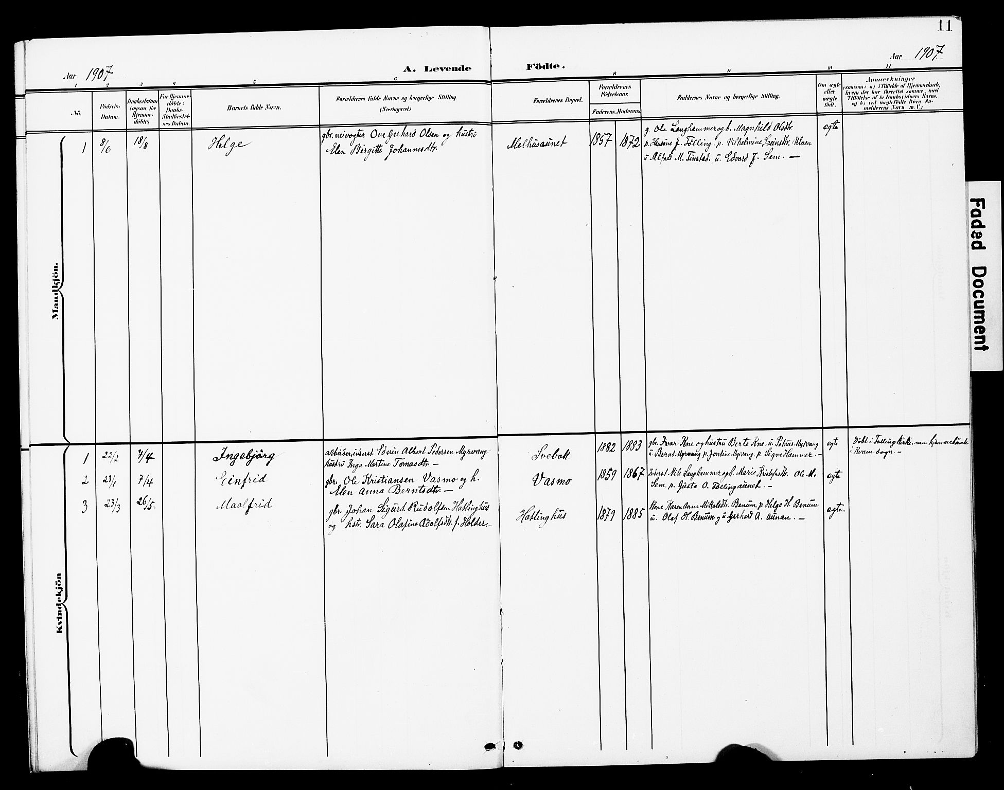 Ministerialprotokoller, klokkerbøker og fødselsregistre - Nord-Trøndelag, SAT/A-1458/748/L0464: Parish register (official) no. 748A01, 1900-1908, p. 11