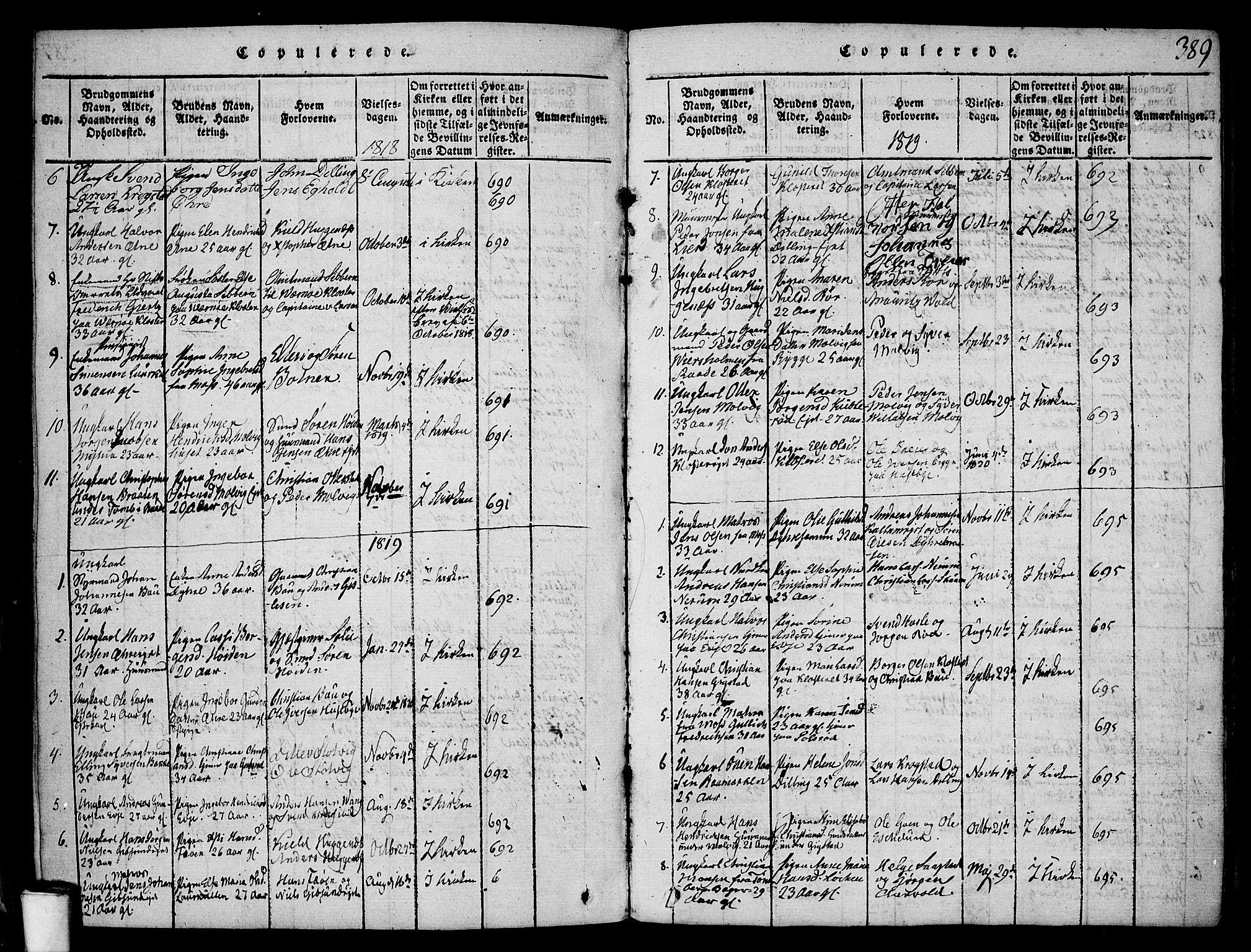 Rygge prestekontor Kirkebøker, SAO/A-10084b/F/Fa/L0003: Parish register (official) no. 3, 1814-1836, p. 388-389