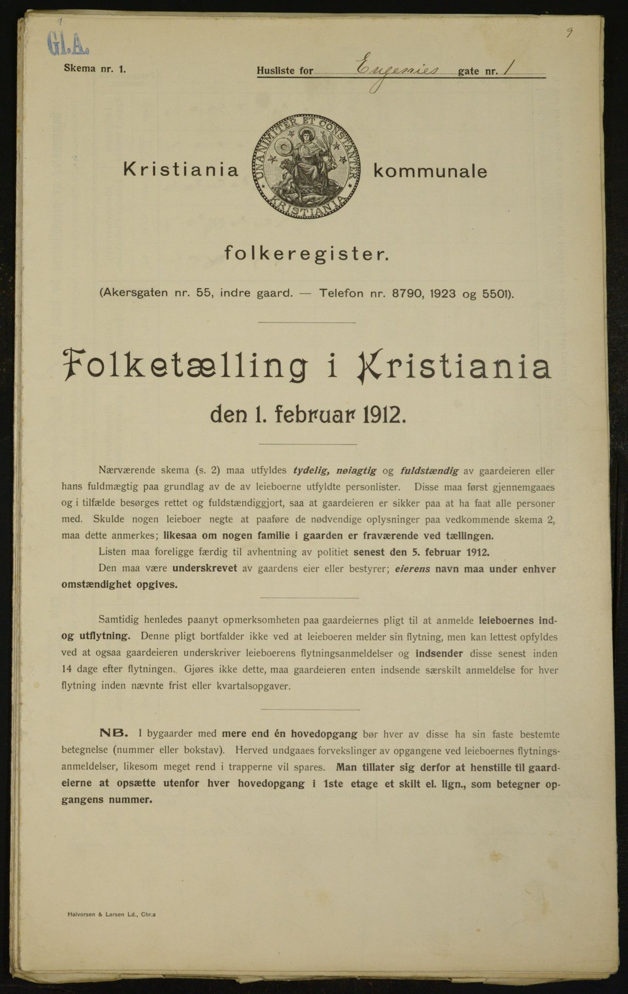 OBA, Municipal Census 1912 for Kristiania, 1912, p. 22587