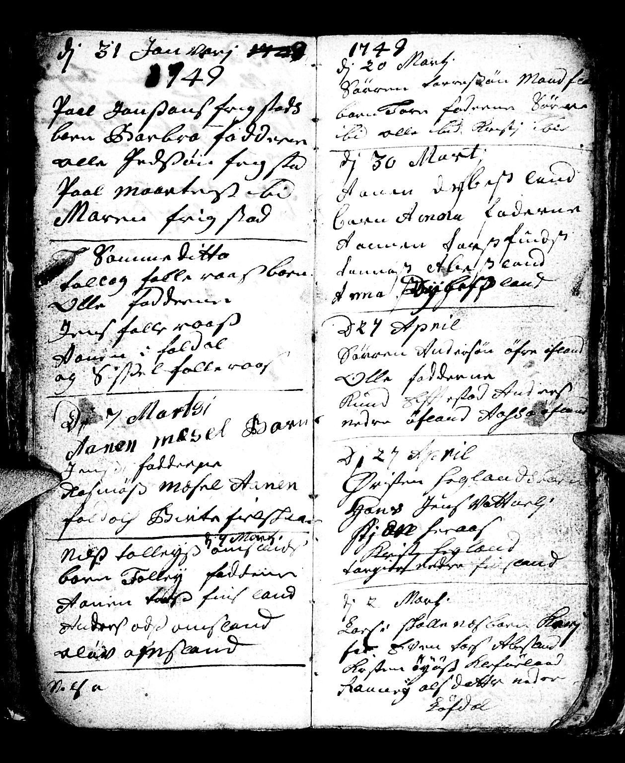 Bjelland sokneprestkontor, SAK/1111-0005/F/Fb/Fbb/L0001: Parish register (copy) no. B 1, 1732-1782, p. 27