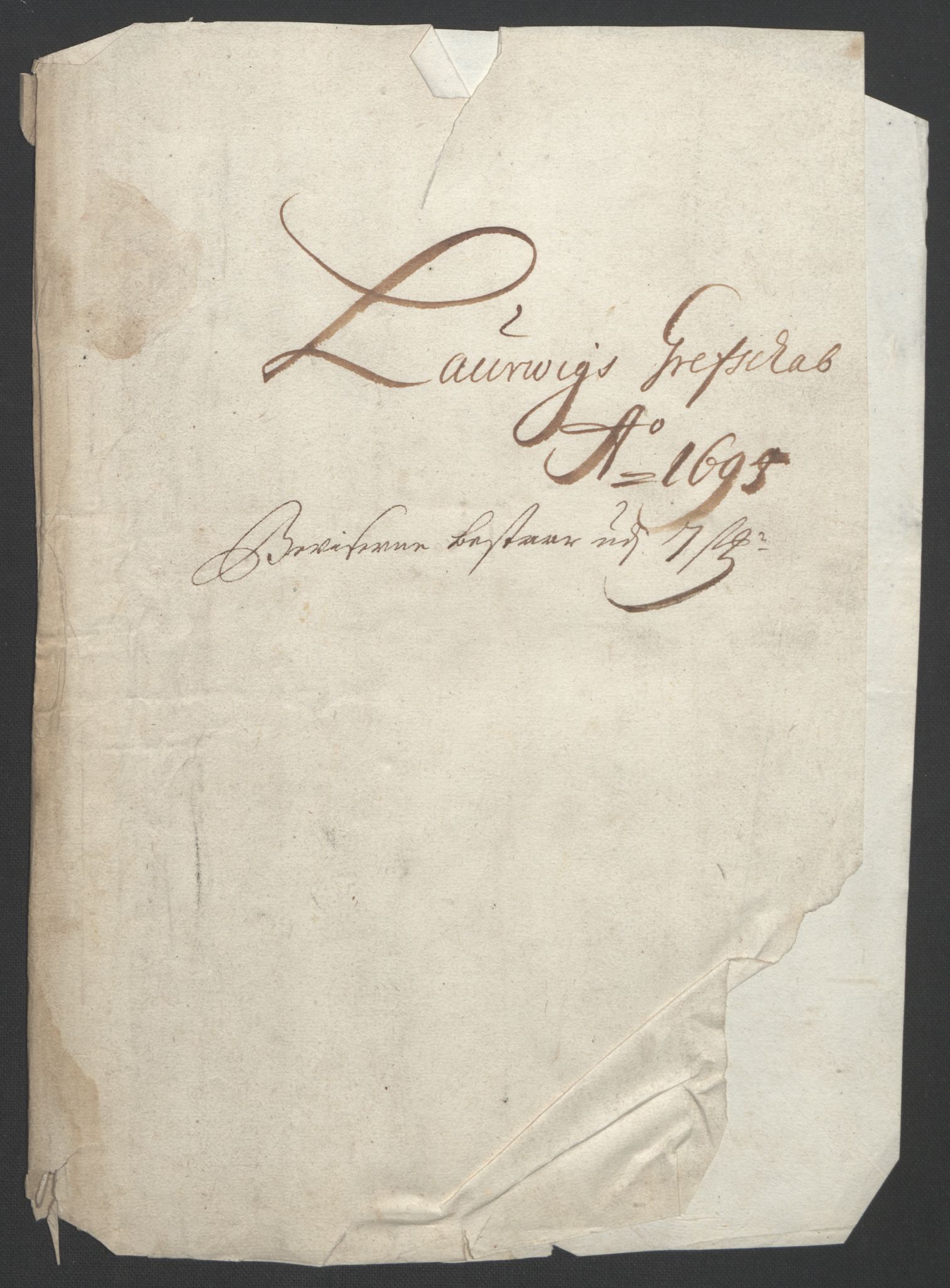 Rentekammeret inntil 1814, Reviderte regnskaper, Fogderegnskap, RA/EA-4092/R33/L1974: Fogderegnskap Larvik grevskap, 1693-1695, p. 291