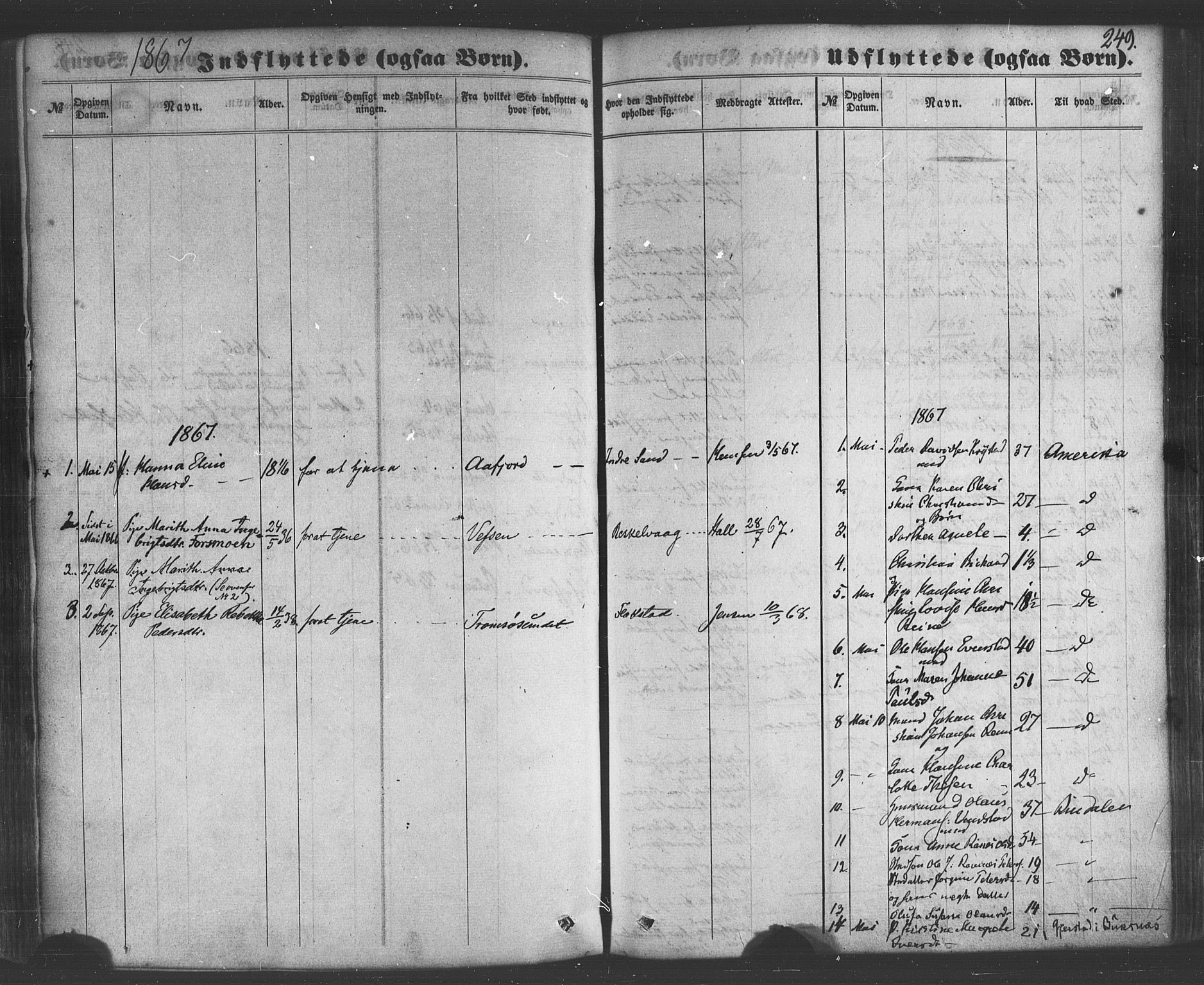 Ministerialprotokoller, klokkerbøker og fødselsregistre - Nordland, AV/SAT-A-1459/885/L1203: Parish register (official) no. 885A04, 1859-1877, p. 249