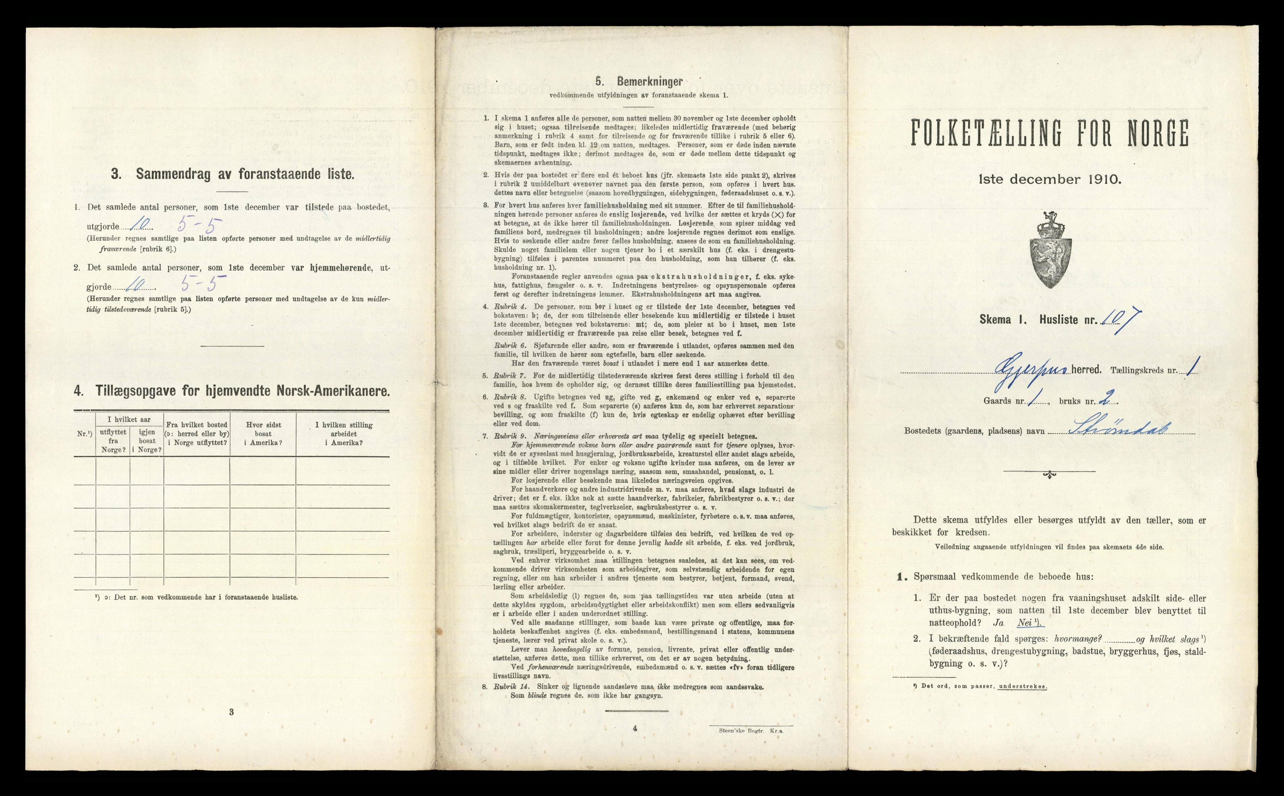 RA, 1910 census for Gjerpen, 1910, p. 277