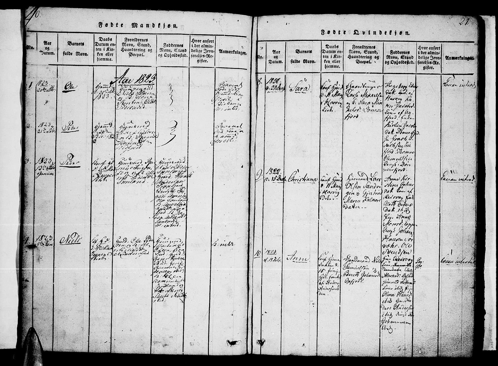 Loppa sokneprestkontor, AV/SATØ-S-1339/H/Hb/L0001klokker: Parish register (copy) no. 1, 1820-1849, p. 20-21