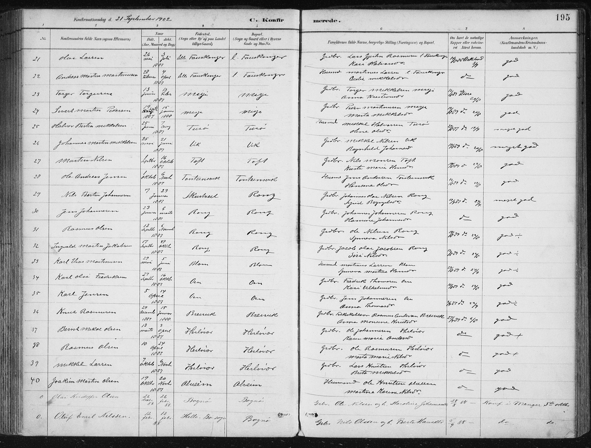 Herdla Sokneprestembete, SAB/A-75701/H/Haa: Parish register (official) no. A 4, 1891-1905, p. 195