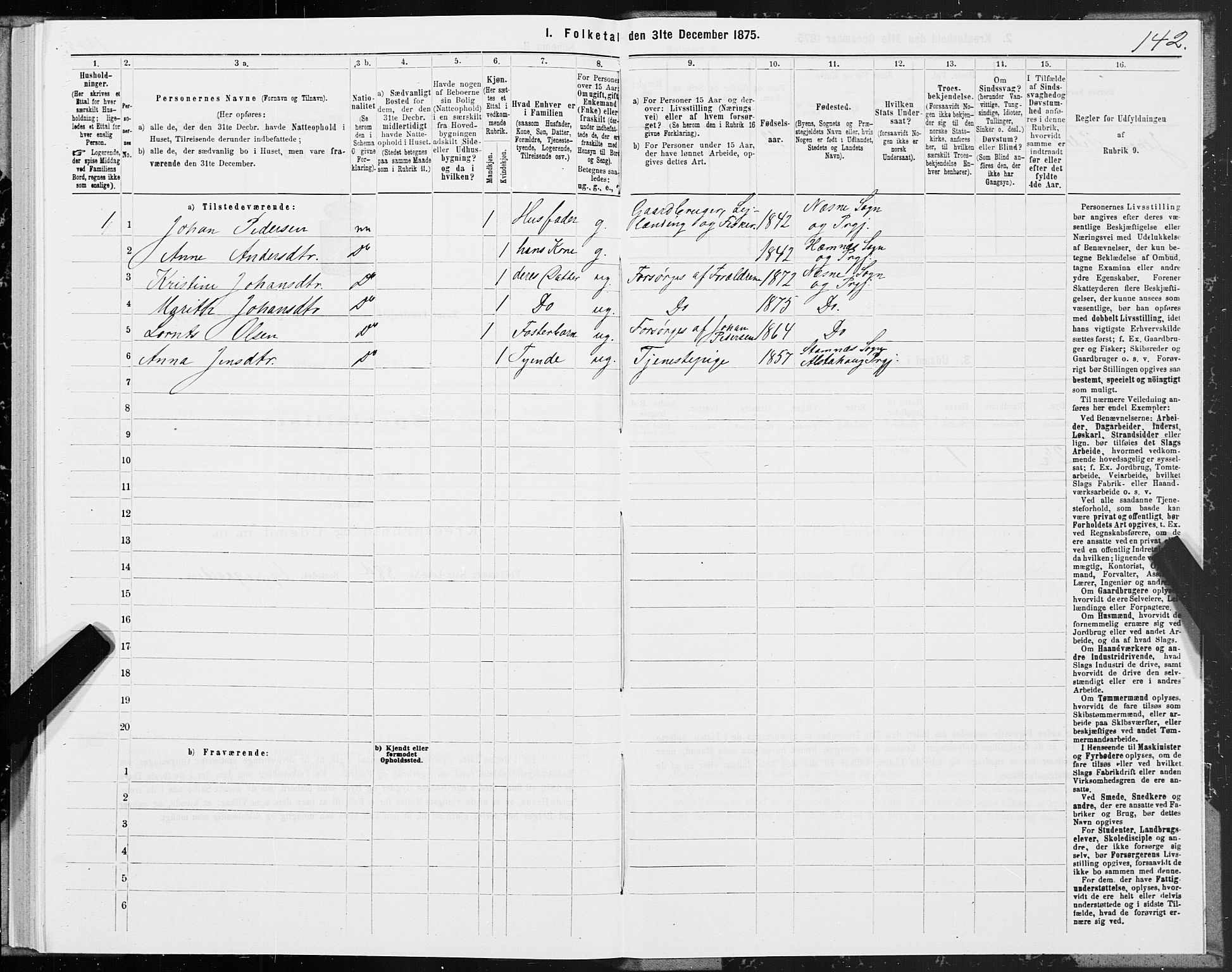 SAT, 1875 census for 1828P Nesna, 1875, p. 4142