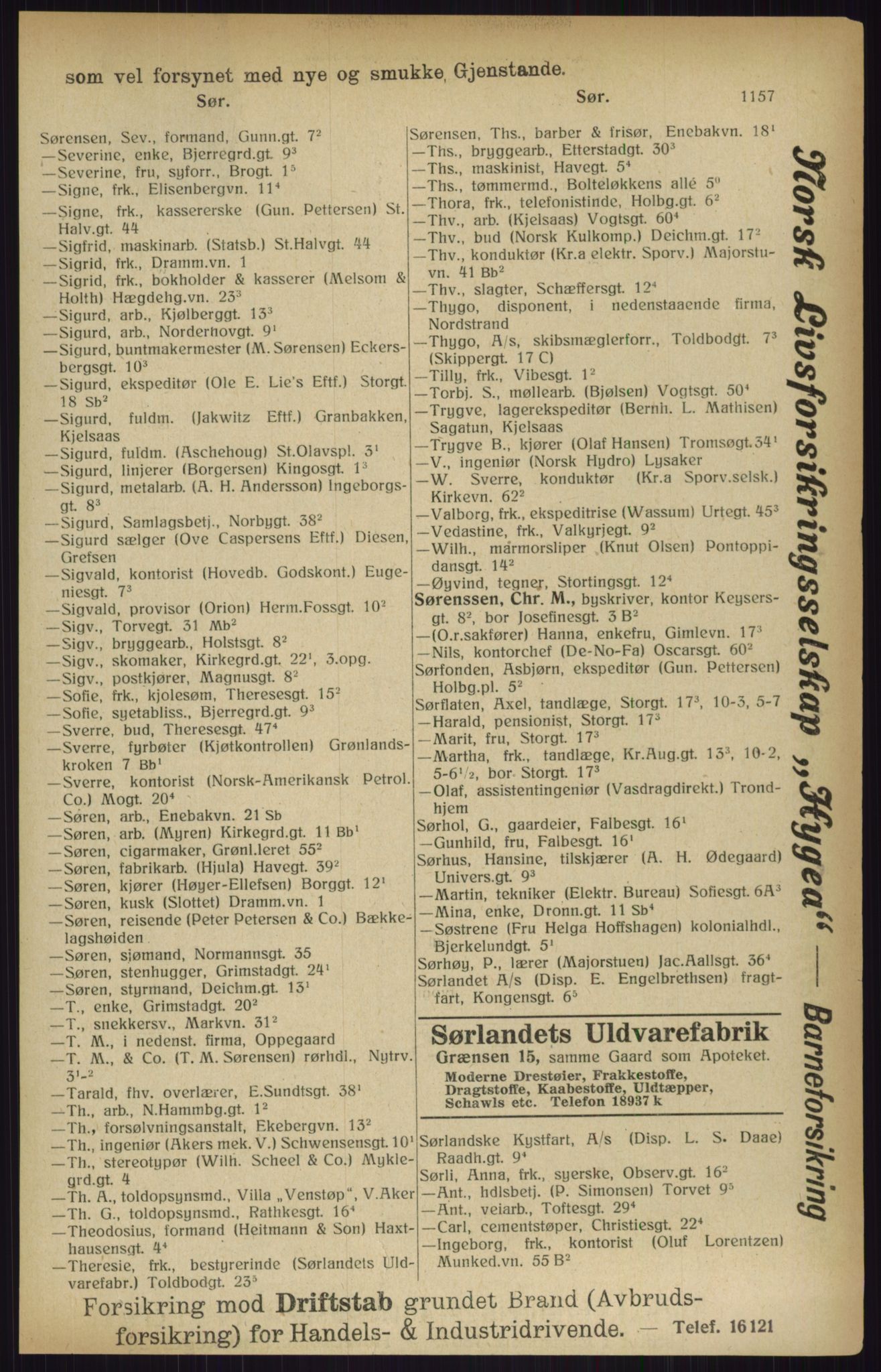 Kristiania/Oslo adressebok, PUBL/-, 1916, p. 1157