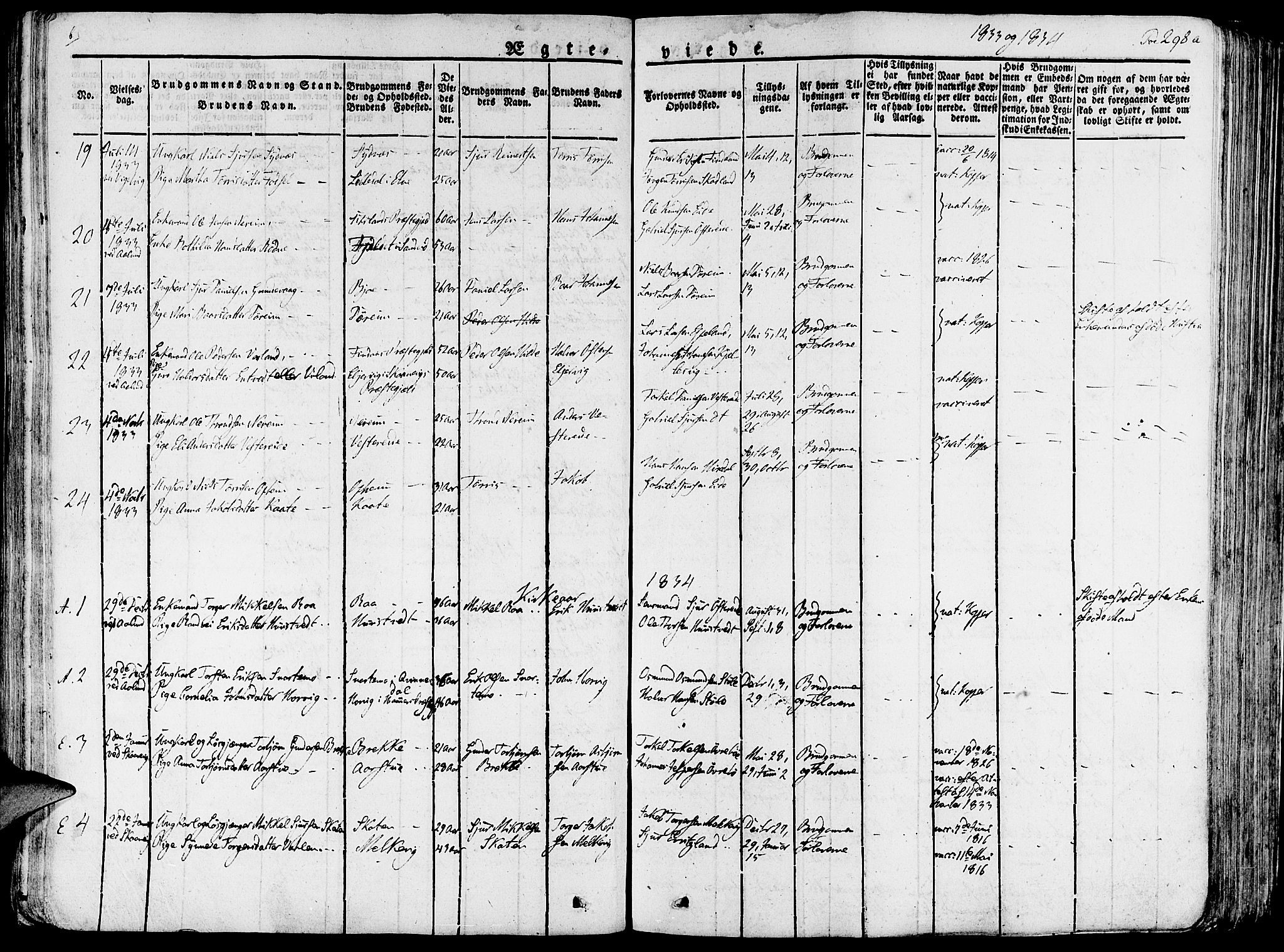 Fjelberg sokneprestembete, SAB/A-75201/H/Haa: Parish register (official) no. A 5, 1822-1834, p. 298