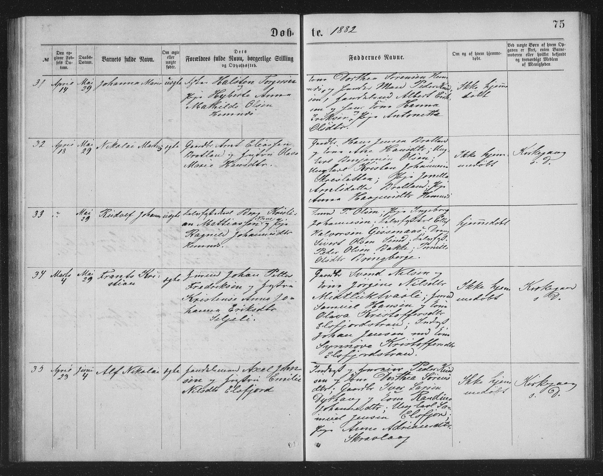 Ministerialprotokoller, klokkerbøker og fødselsregistre - Nordland, AV/SAT-A-1459/825/L0369: Parish register (copy) no. 825C06, 1873-1885, p. 75