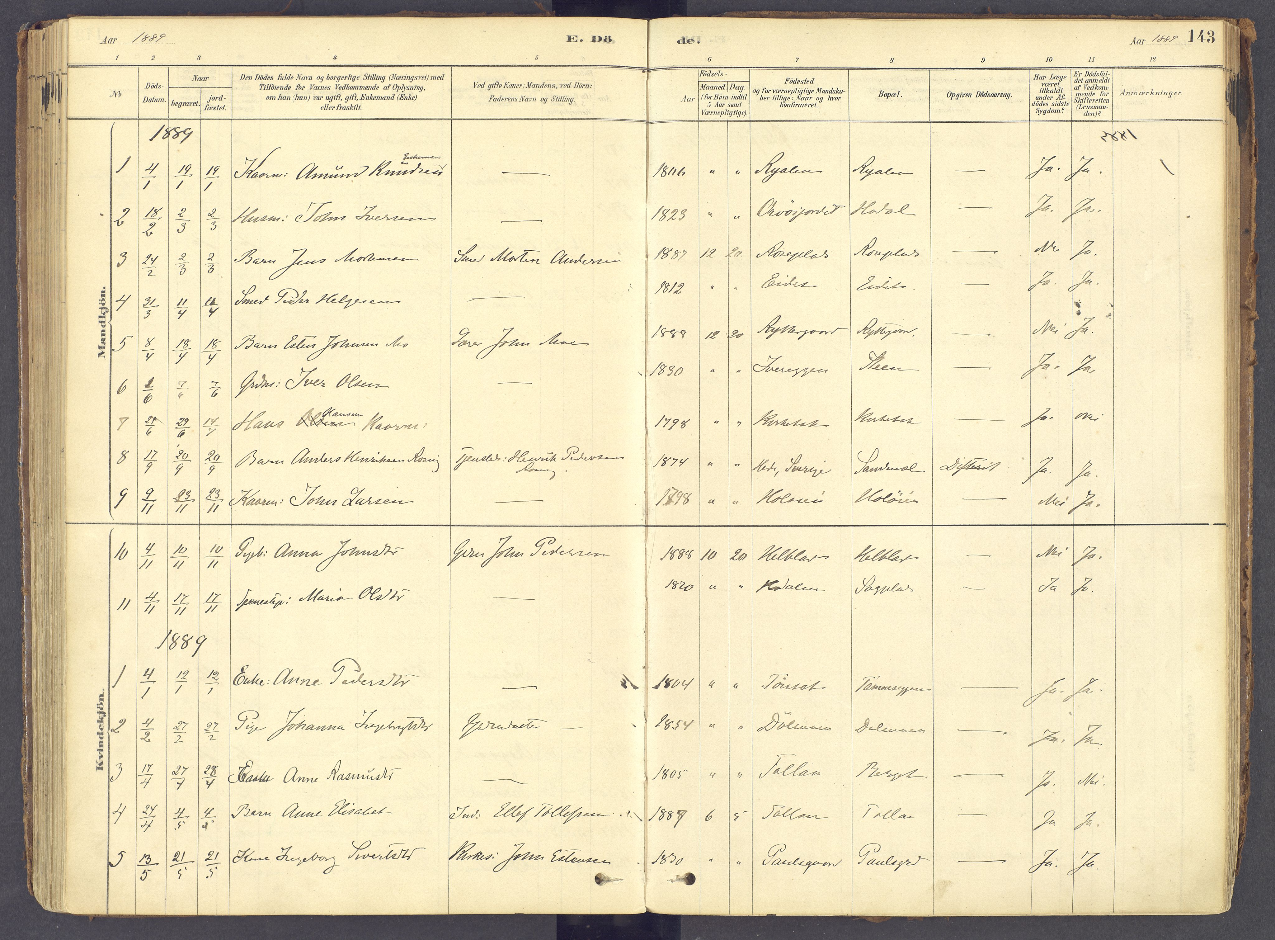 Tolga prestekontor, AV/SAH-PREST-062/K/L0011: Parish register (official) no. 11, 1877-1920, p. 143