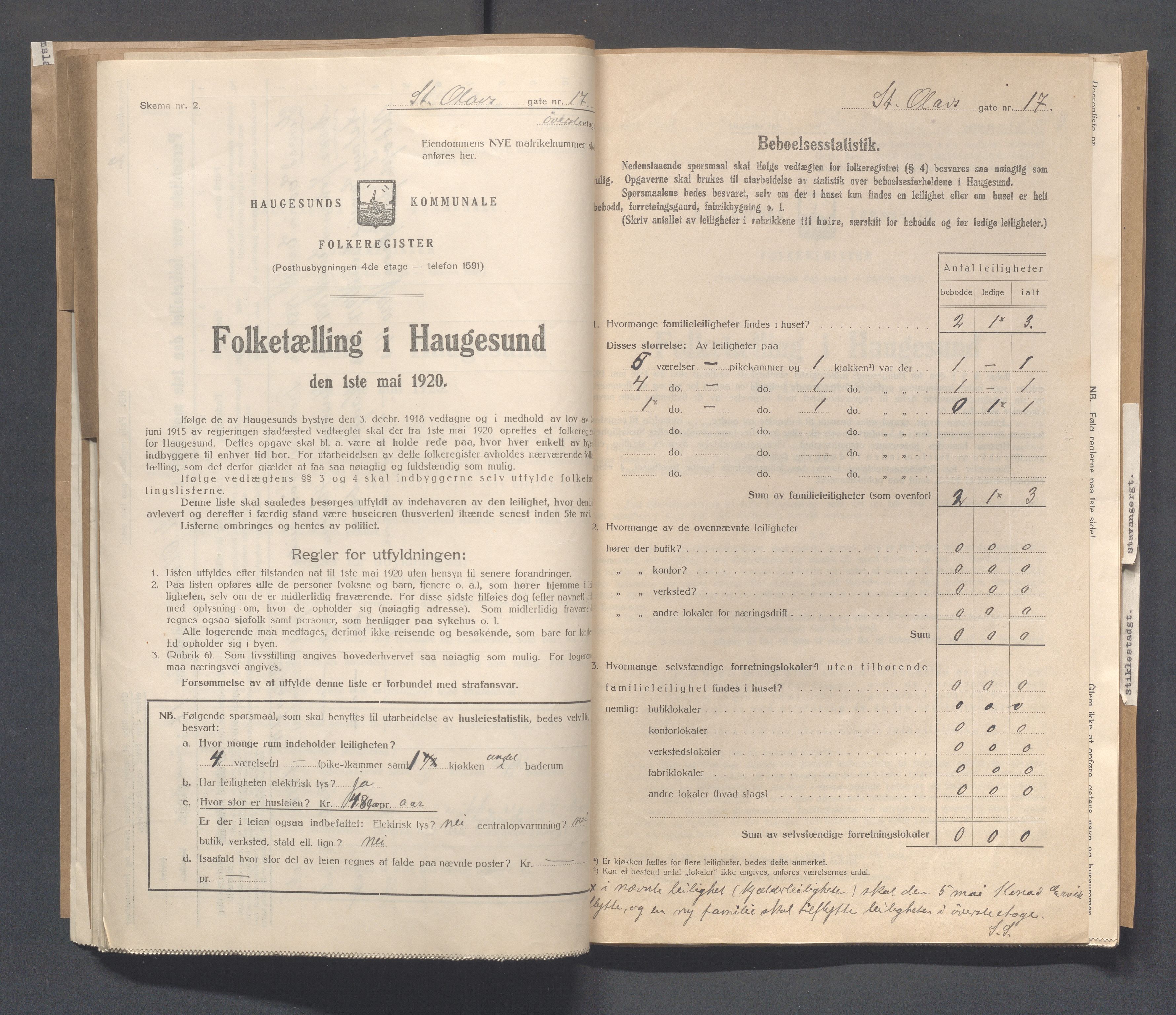 IKAR, Local census 1.5.1920 for Haugesund, 1920, p. 4064