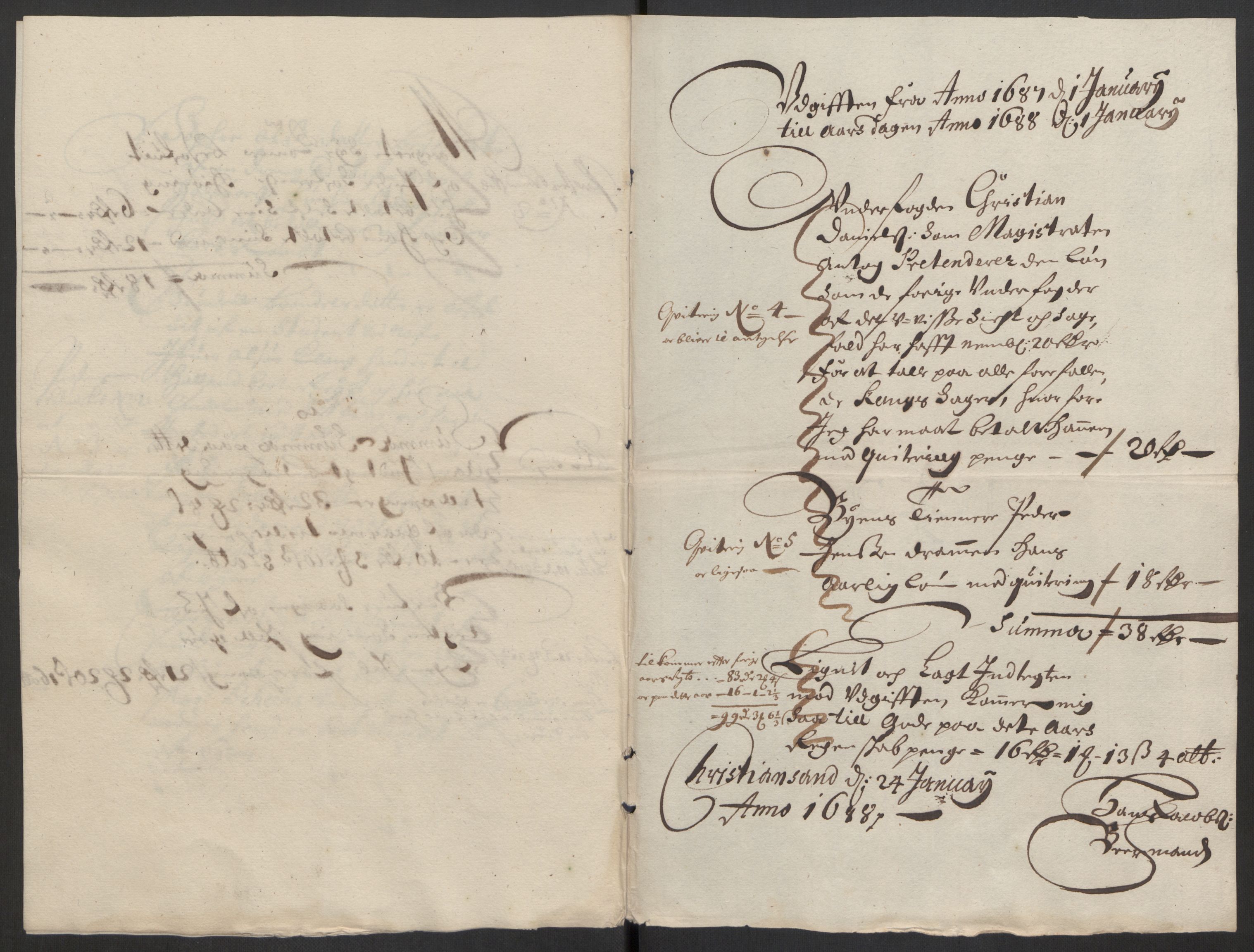 Rentekammeret inntil 1814, Reviderte regnskaper, Byregnskaper, AV/RA-EA-4066/R/Rm/L0285: [M18] Sikt og sakefall, 1681-1718, p. 84