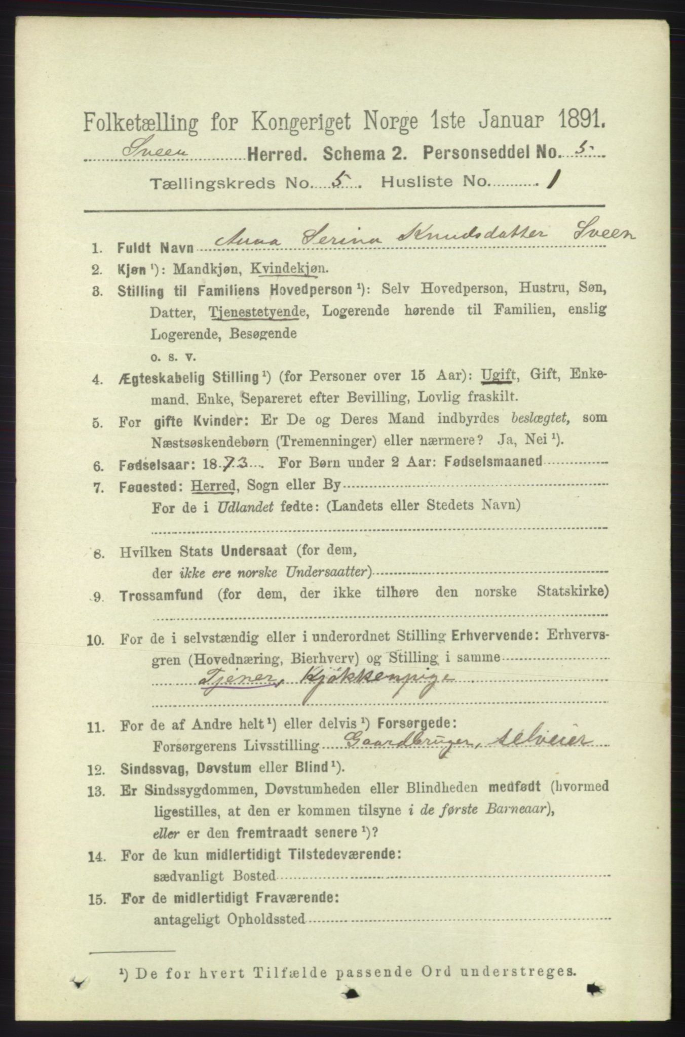 RA, 1891 census for 1216 Sveio, 1891, p. 1455