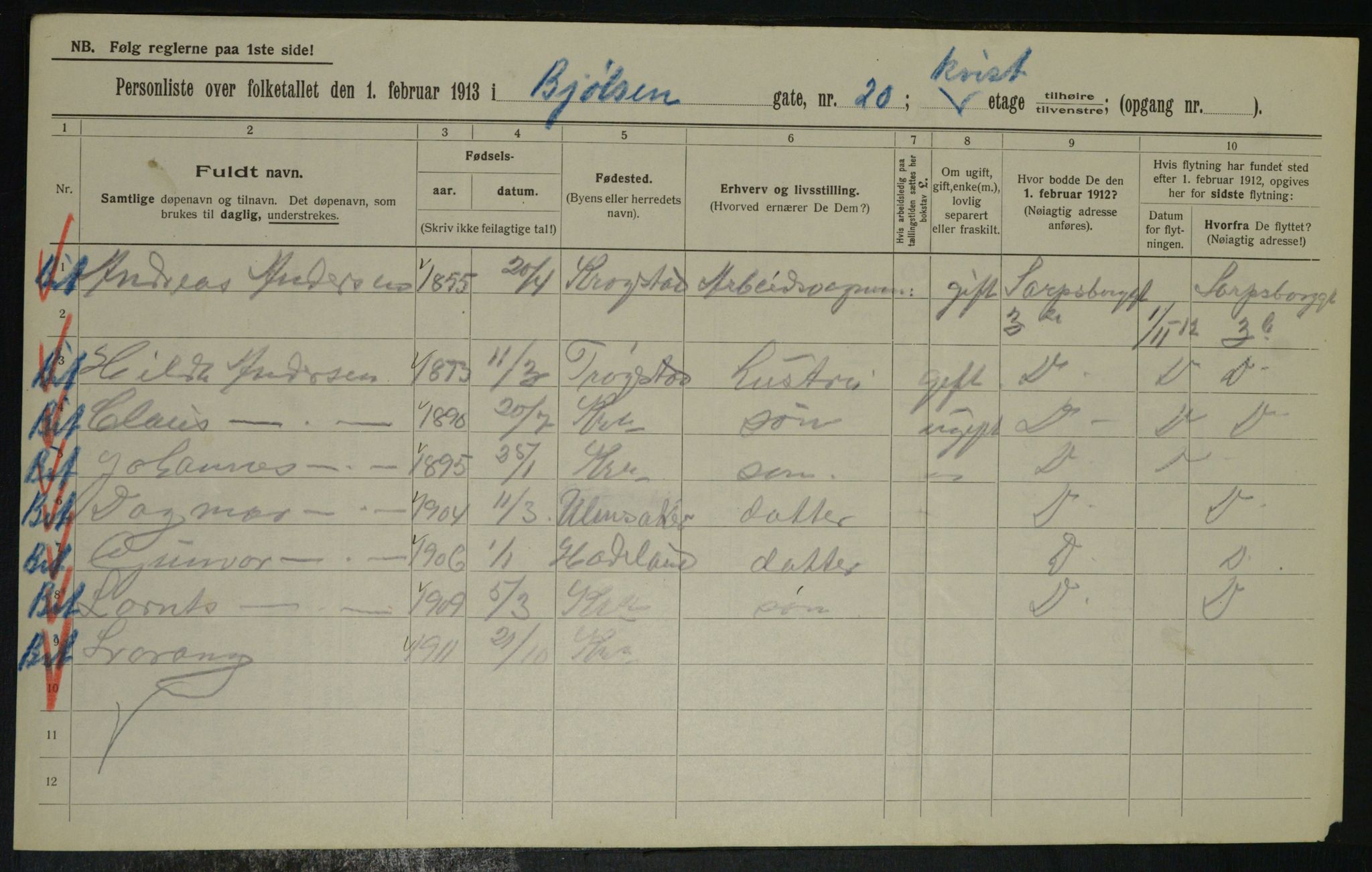 OBA, Municipal Census 1913 for Kristiania, 1913, p. 6440