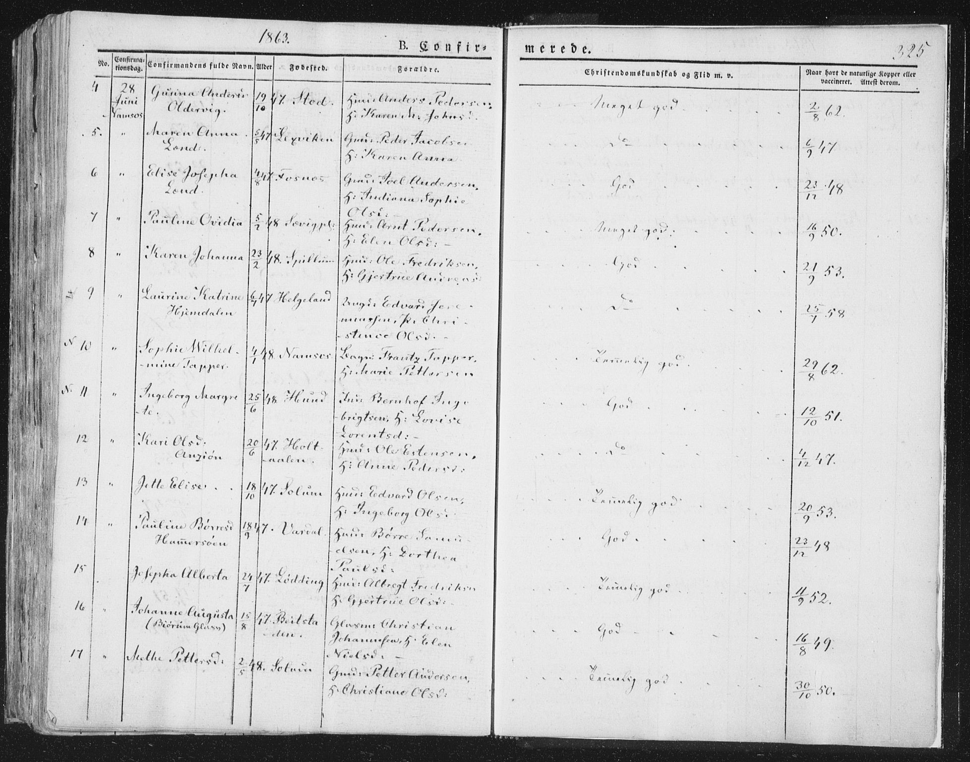 Ministerialprotokoller, klokkerbøker og fødselsregistre - Nord-Trøndelag, AV/SAT-A-1458/764/L0551: Parish register (official) no. 764A07a, 1824-1864, p. 325