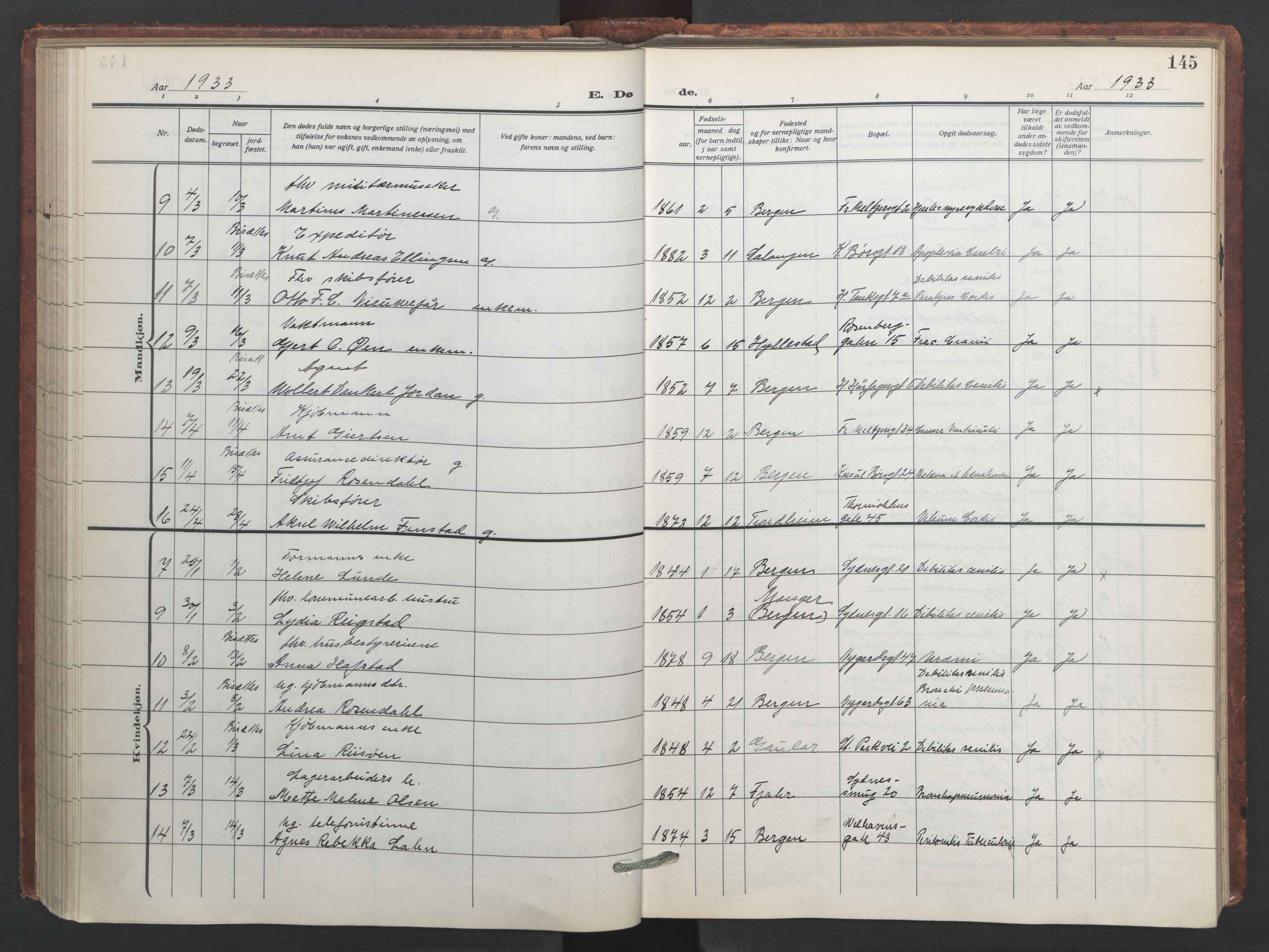 Johanneskirken sokneprestembete, SAB/A-76001/H/Hab: Parish register (copy) no. D 2, 1916-1950, p. 144b-145a