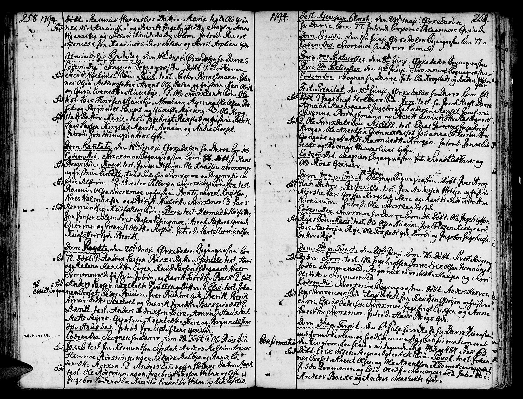 Ministerialprotokoller, klokkerbøker og fødselsregistre - Sør-Trøndelag, AV/SAT-A-1456/668/L0802: Parish register (official) no. 668A02, 1776-1799, p. 258-259