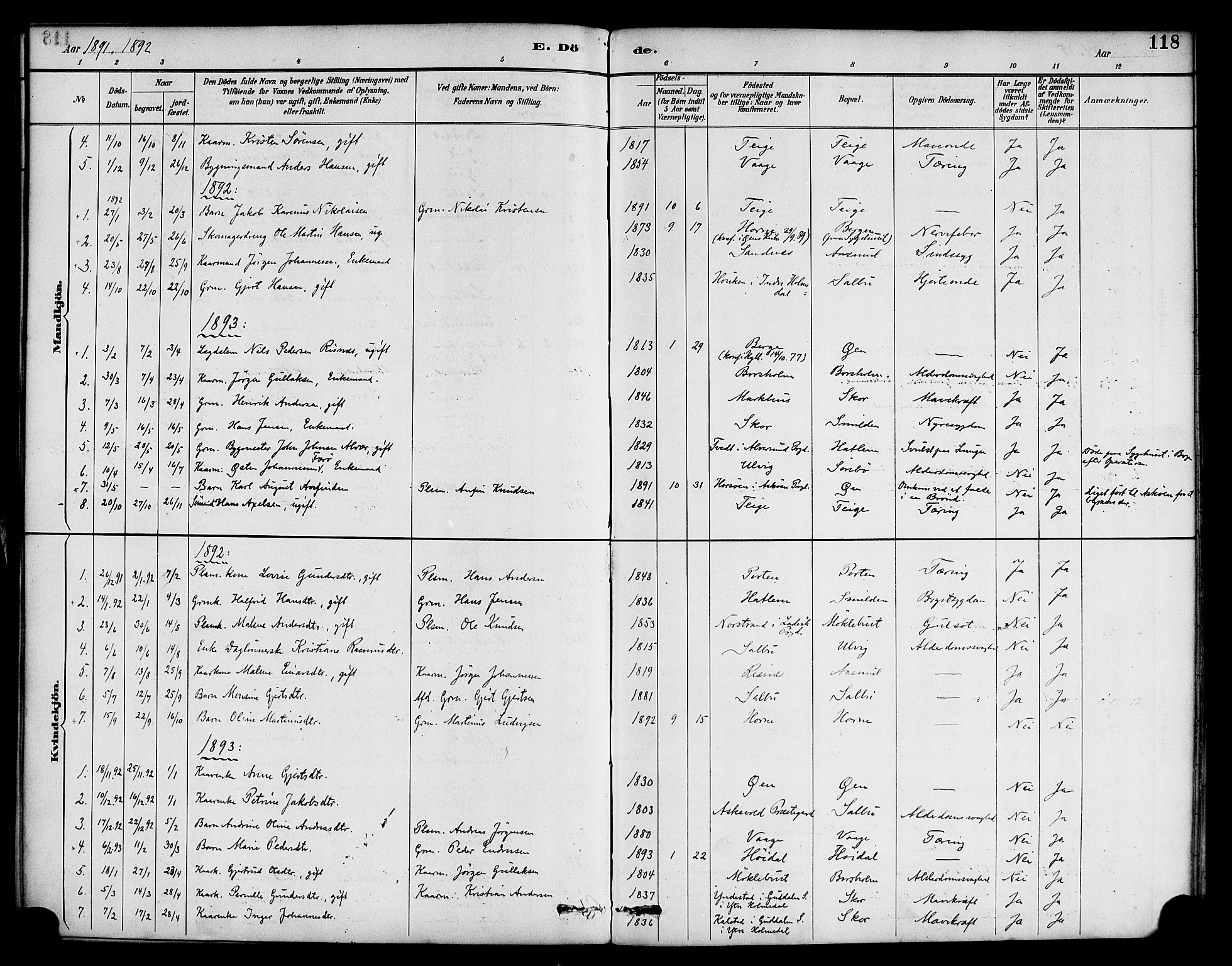 Hyllestad sokneprestembete, SAB/A-80401: Parish register (official) no. D 1, 1886-1905, p. 118