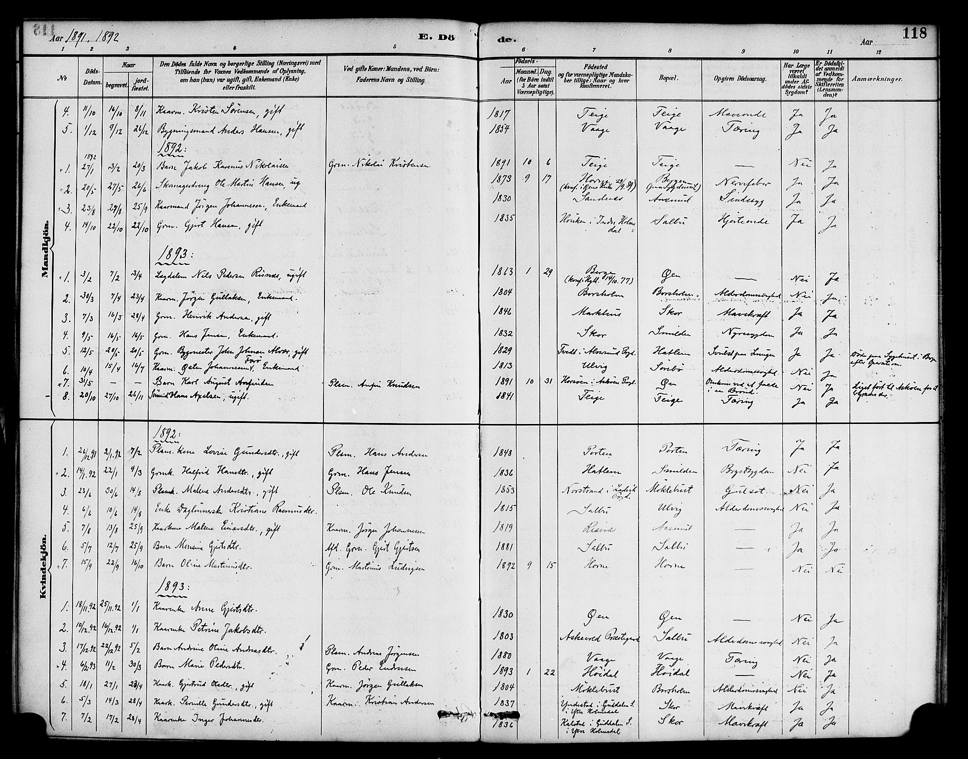 Hyllestad sokneprestembete, AV/SAB-A-80401: Parish register (official) no. D 1, 1886-1905, p. 118