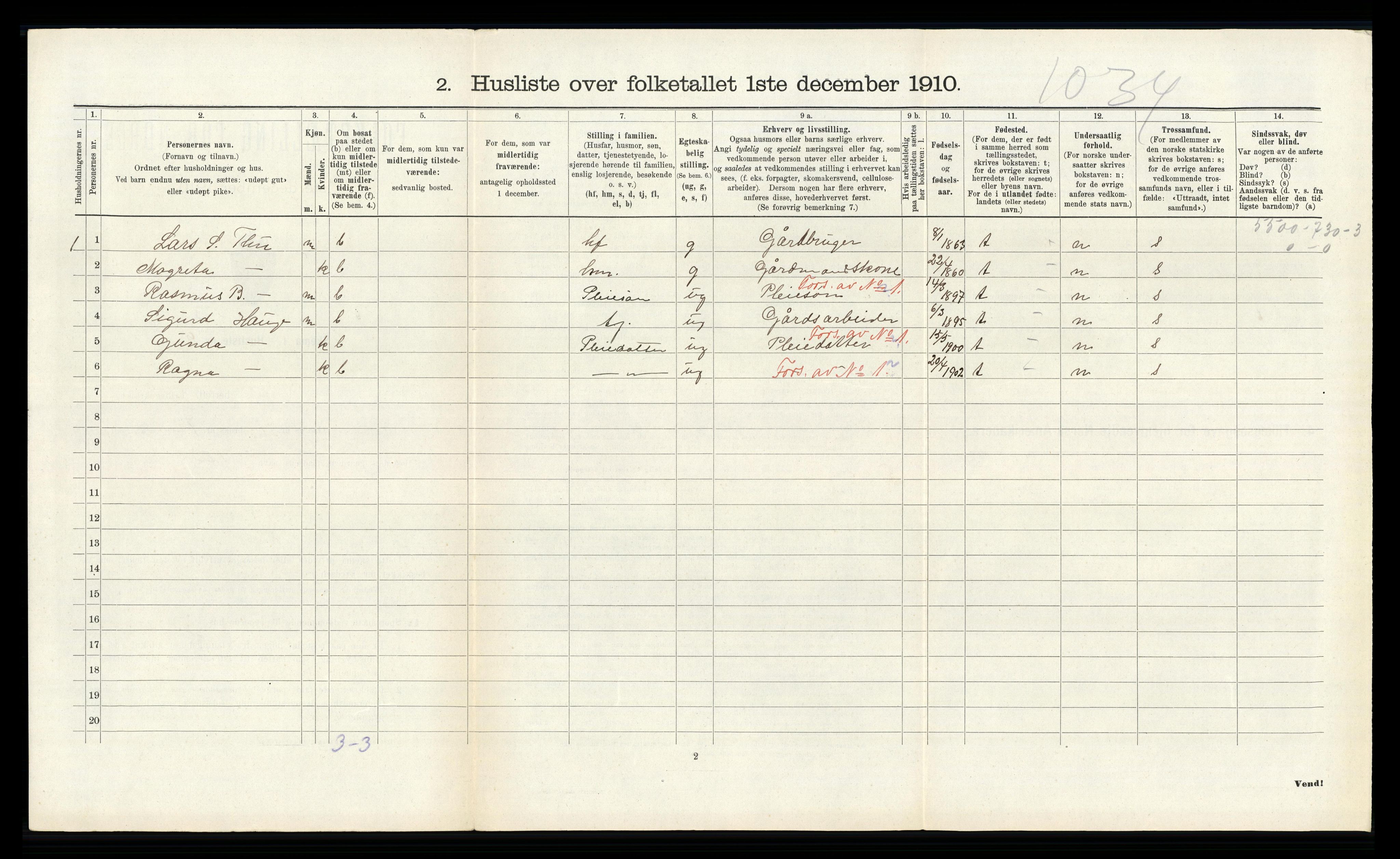 RA, 1910 census for Klepp, 1910, p. 346