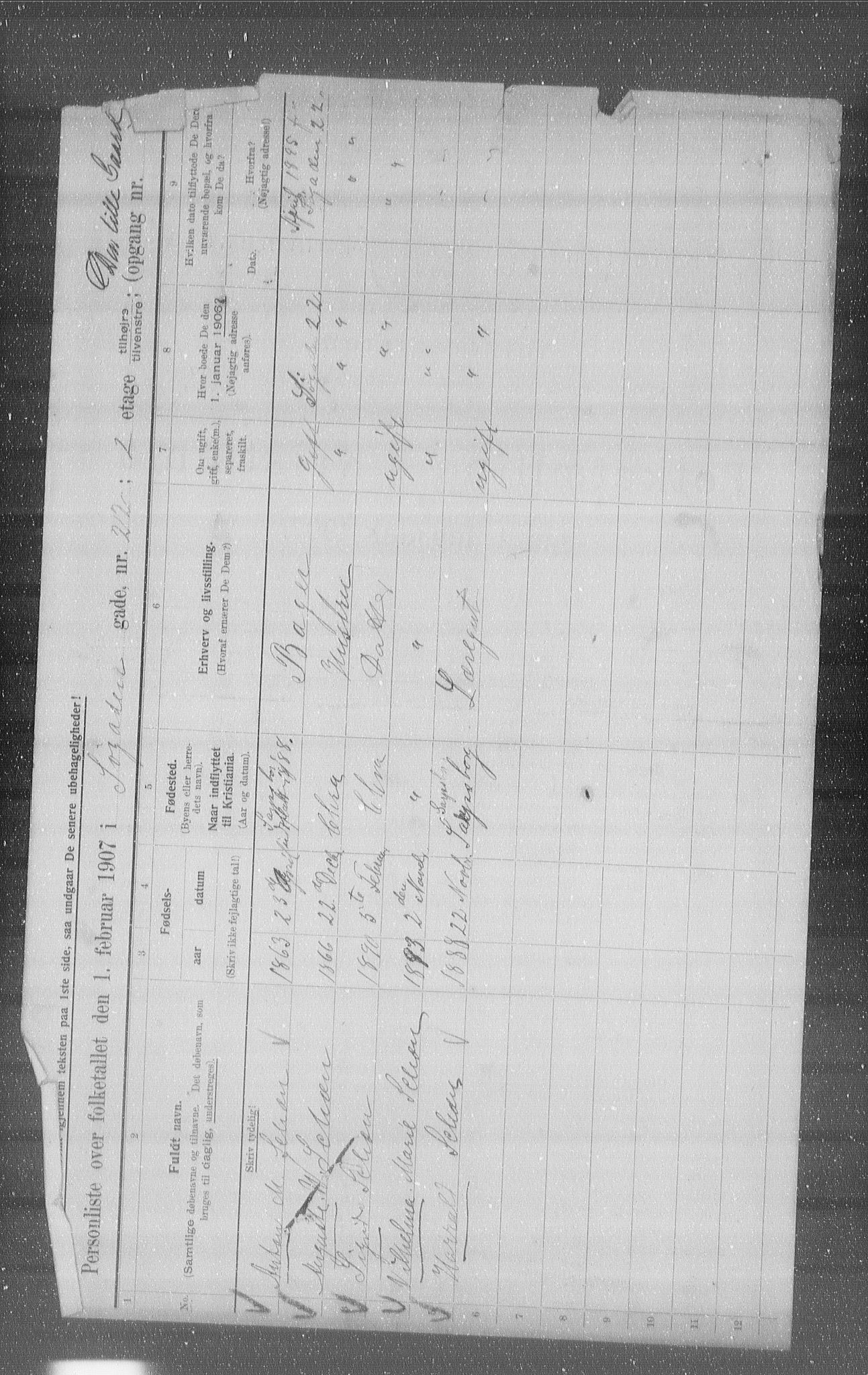 OBA, Municipal Census 1907 for Kristiania, 1907, p. 48630