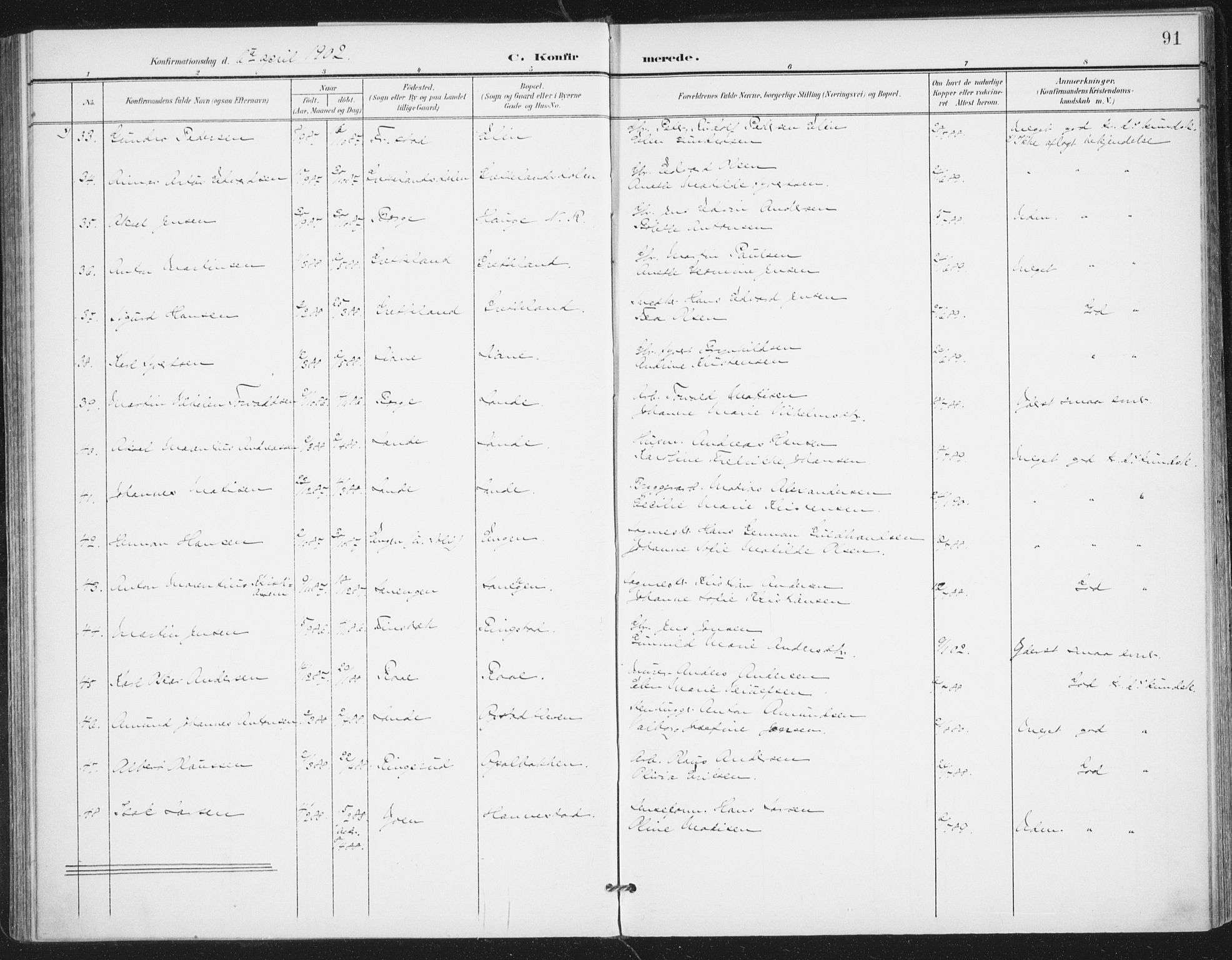 Rolvsøy prestekontor Kirkebøker, AV/SAO-A-2004/F/Fa/L0001: Parish register (official) no. 1, 1901-1909, p. 91