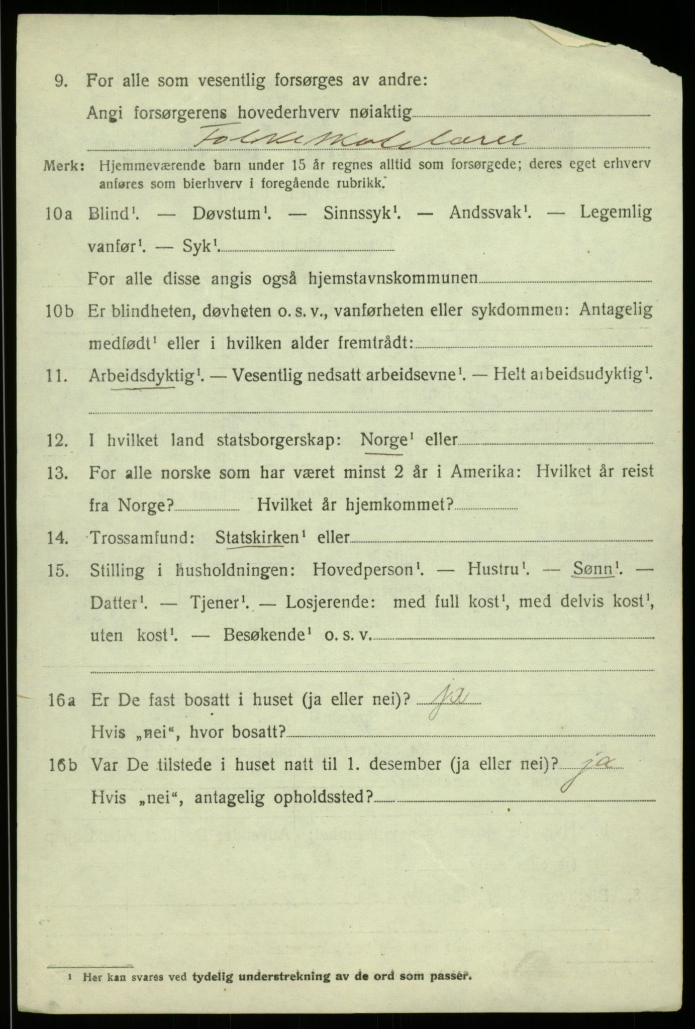 SAB, 1920 census for Fjell, 1920, p. 9845