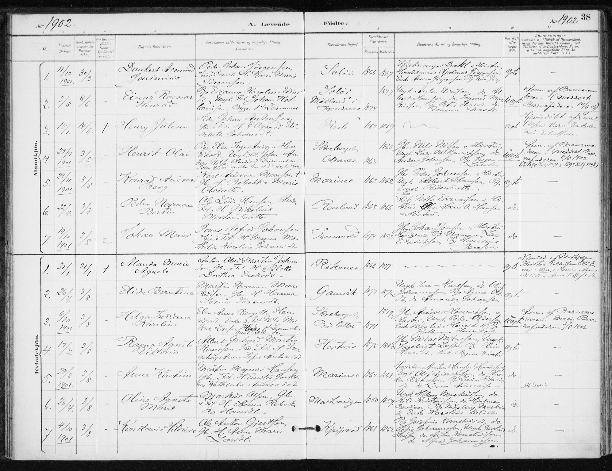 Salangen sokneprestembete, SATØ/S-1324/H/Ha/L0001kirke: Parish register (official) no. 1, 1893-1911, p. 38