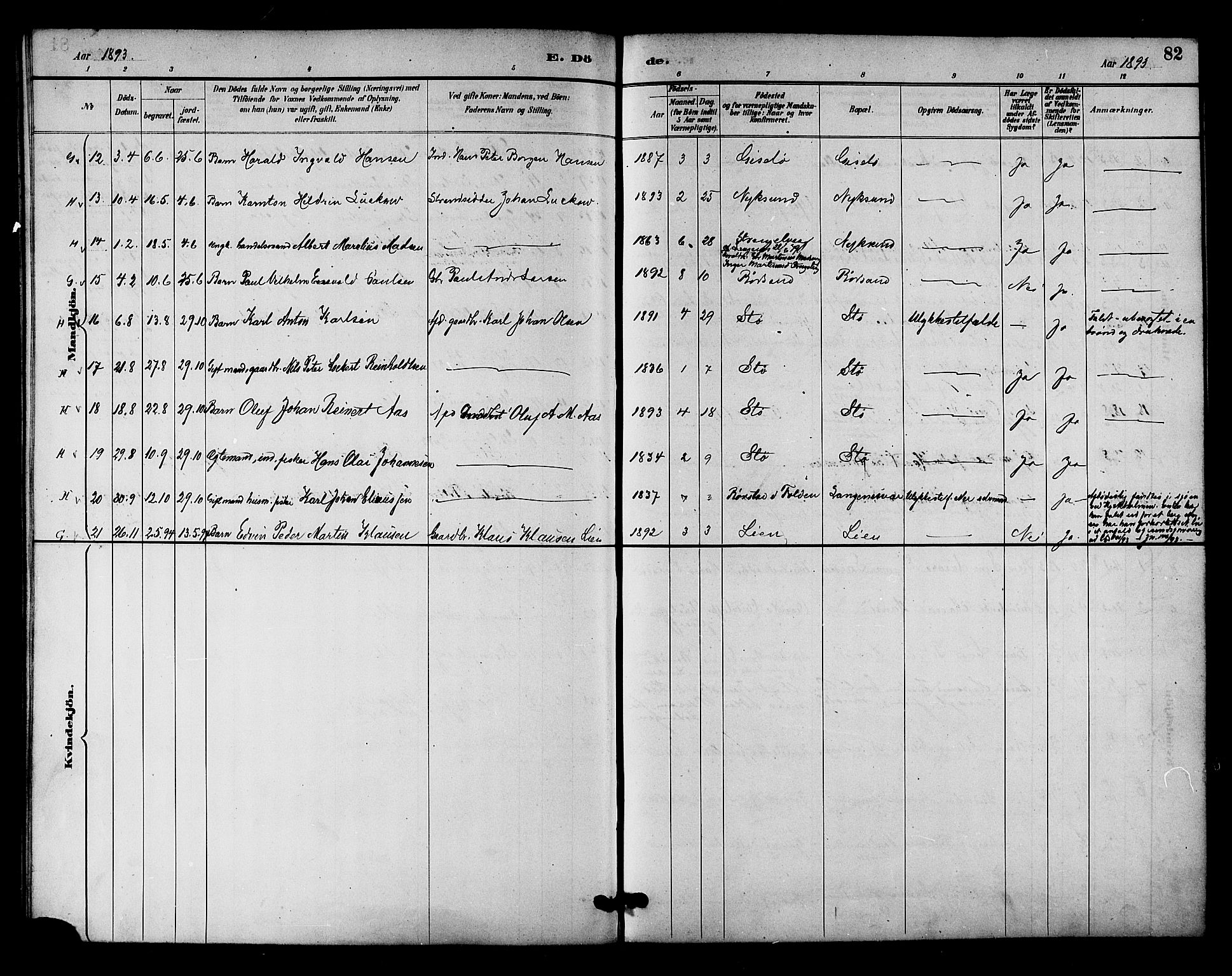 Ministerialprotokoller, klokkerbøker og fødselsregistre - Nordland, AV/SAT-A-1459/894/L1355: Parish register (official) no. 894A01, 1885-1896, p. 82