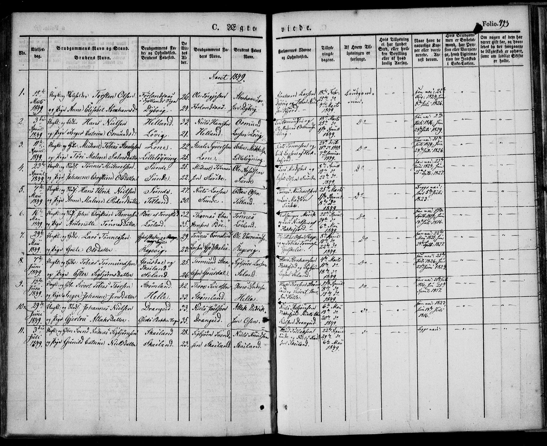 Flekkefjord sokneprestkontor, SAK/1111-0012/F/Fa/Fac/L0004: Parish register (official) no. A 4, 1841-1849, p. 493