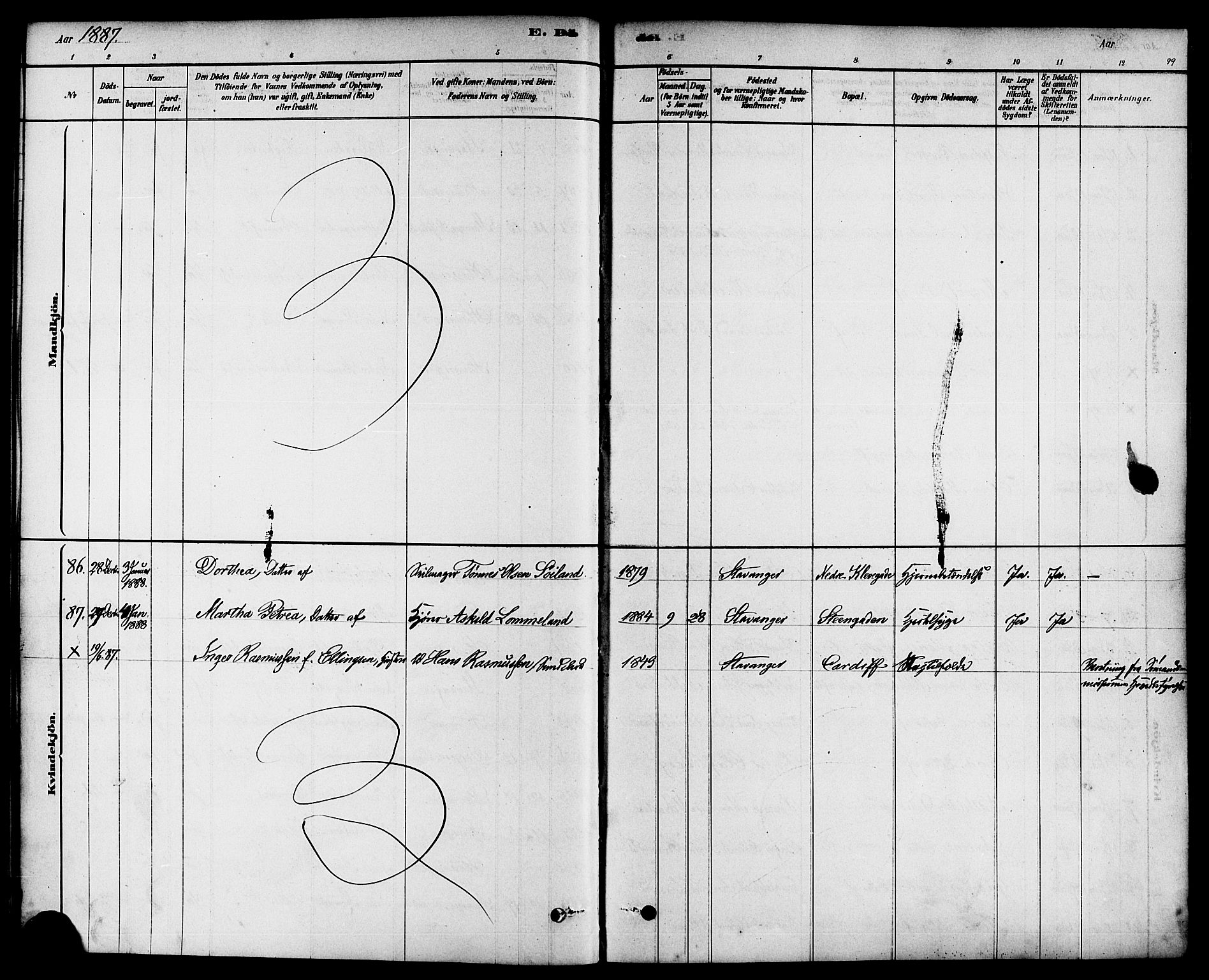 Domkirken sokneprestkontor, AV/SAST-A-101812/001/30/30BA/L0027: Parish register (official) no. A 26, 1878-1896, p. 99