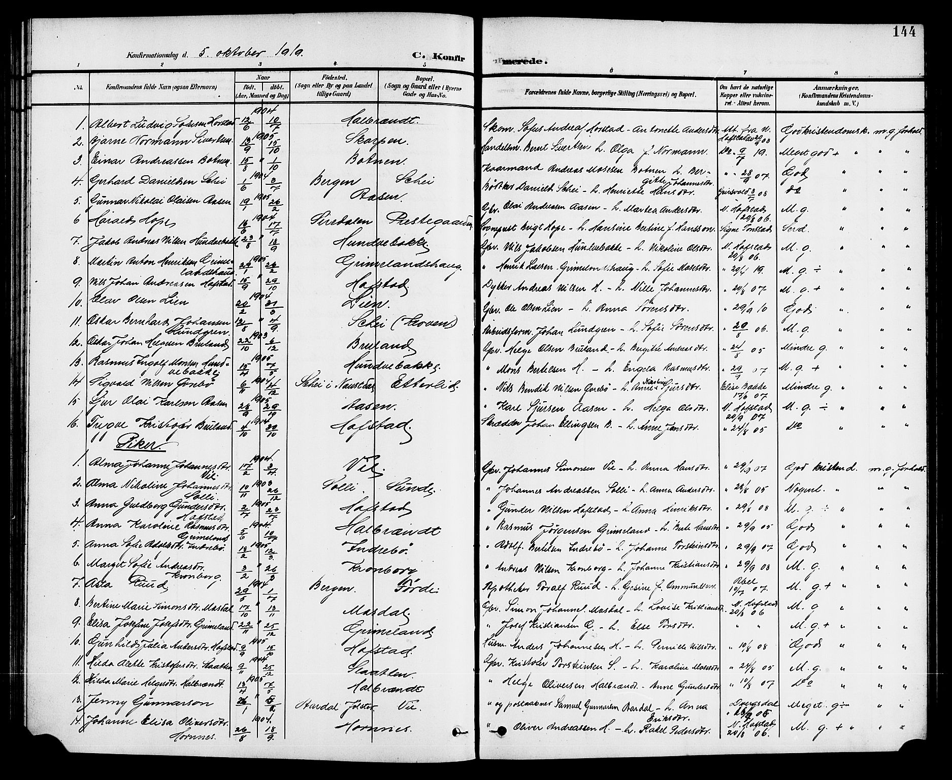 Førde sokneprestembete, AV/SAB-A-79901/H/Hab/Haba/L0003: Parish register (copy) no. A 3, 1899-1924, p. 144