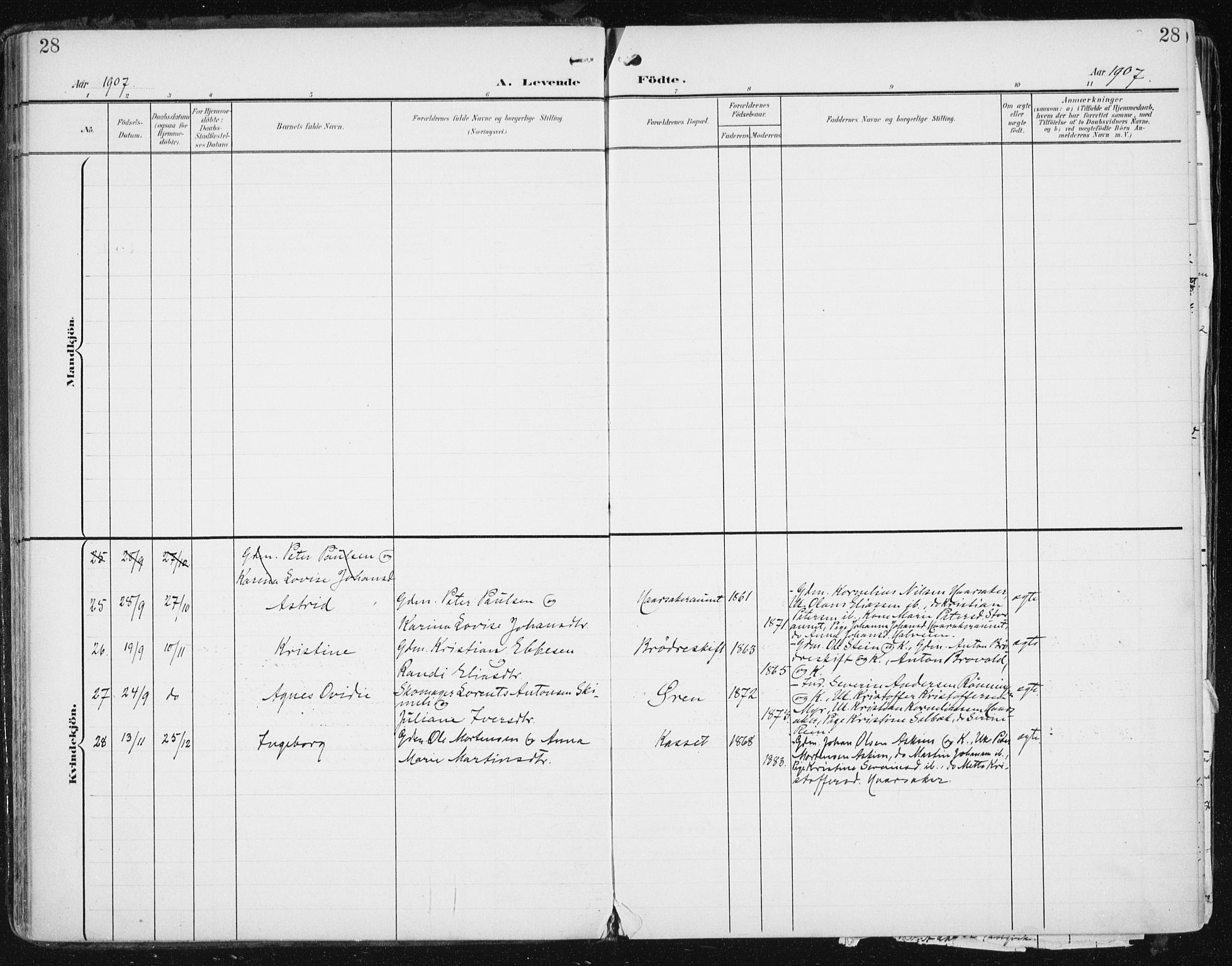 Ministerialprotokoller, klokkerbøker og fødselsregistre - Sør-Trøndelag, SAT/A-1456/646/L0616: Parish register (official) no. 646A14, 1900-1918, p. 28