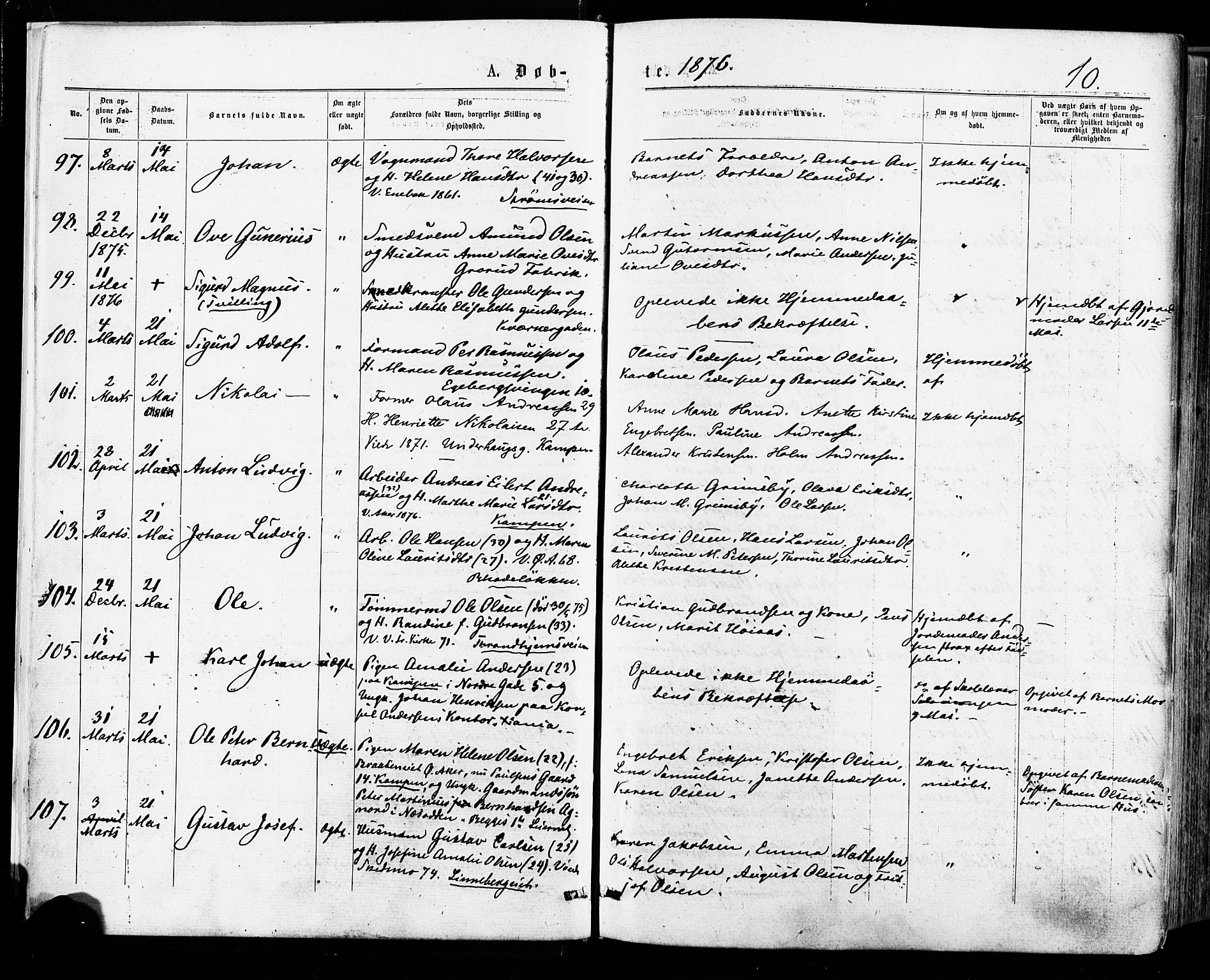 Østre Aker prestekontor Kirkebøker, AV/SAO-A-10840/F/Fa/L0004: Parish register (official) no. I 4, 1876-1889, p. 10